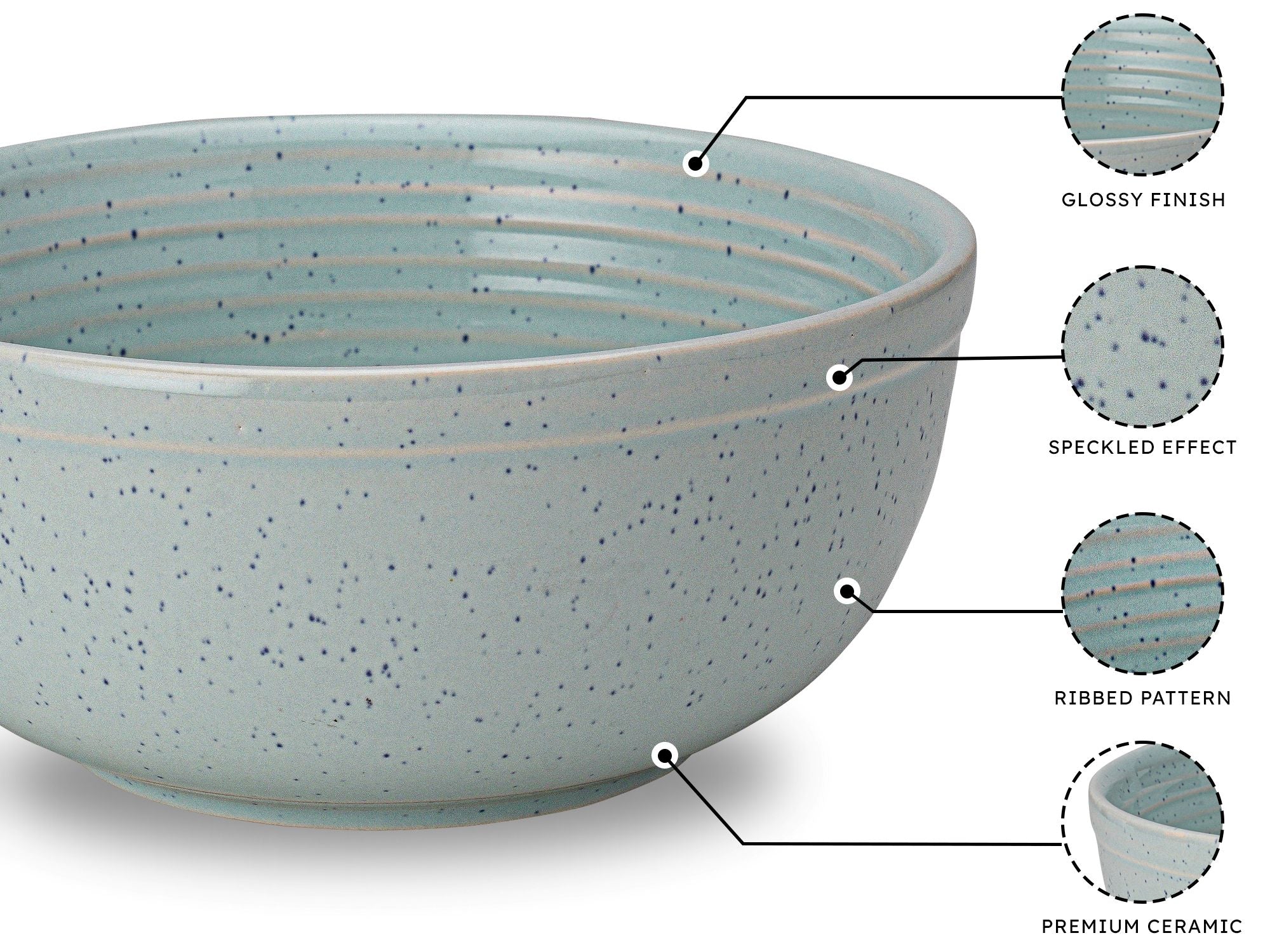 Mint Green Premium Ceramic Serving Bowls Set of 2