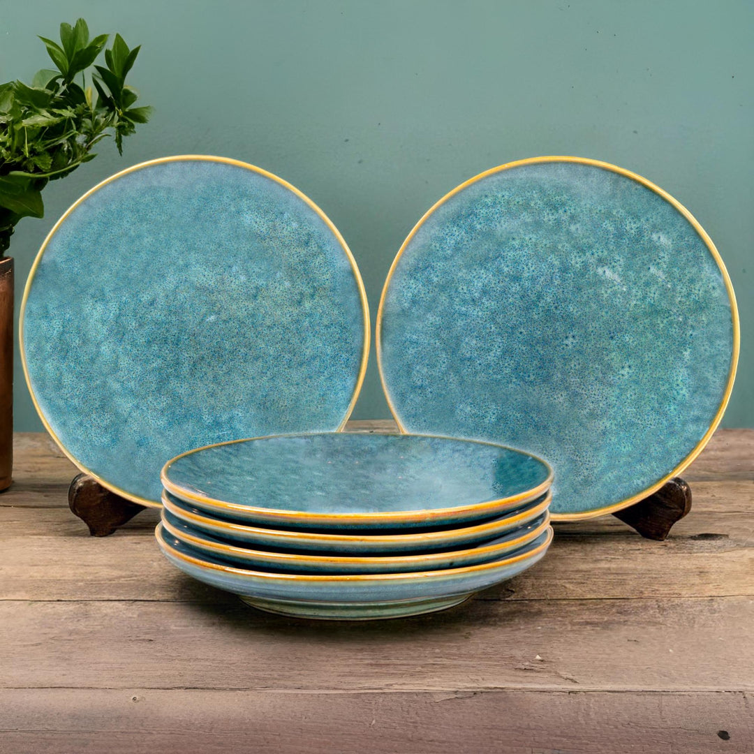 Ocean Premium Ceramic Full Dinner Plates Set of 6