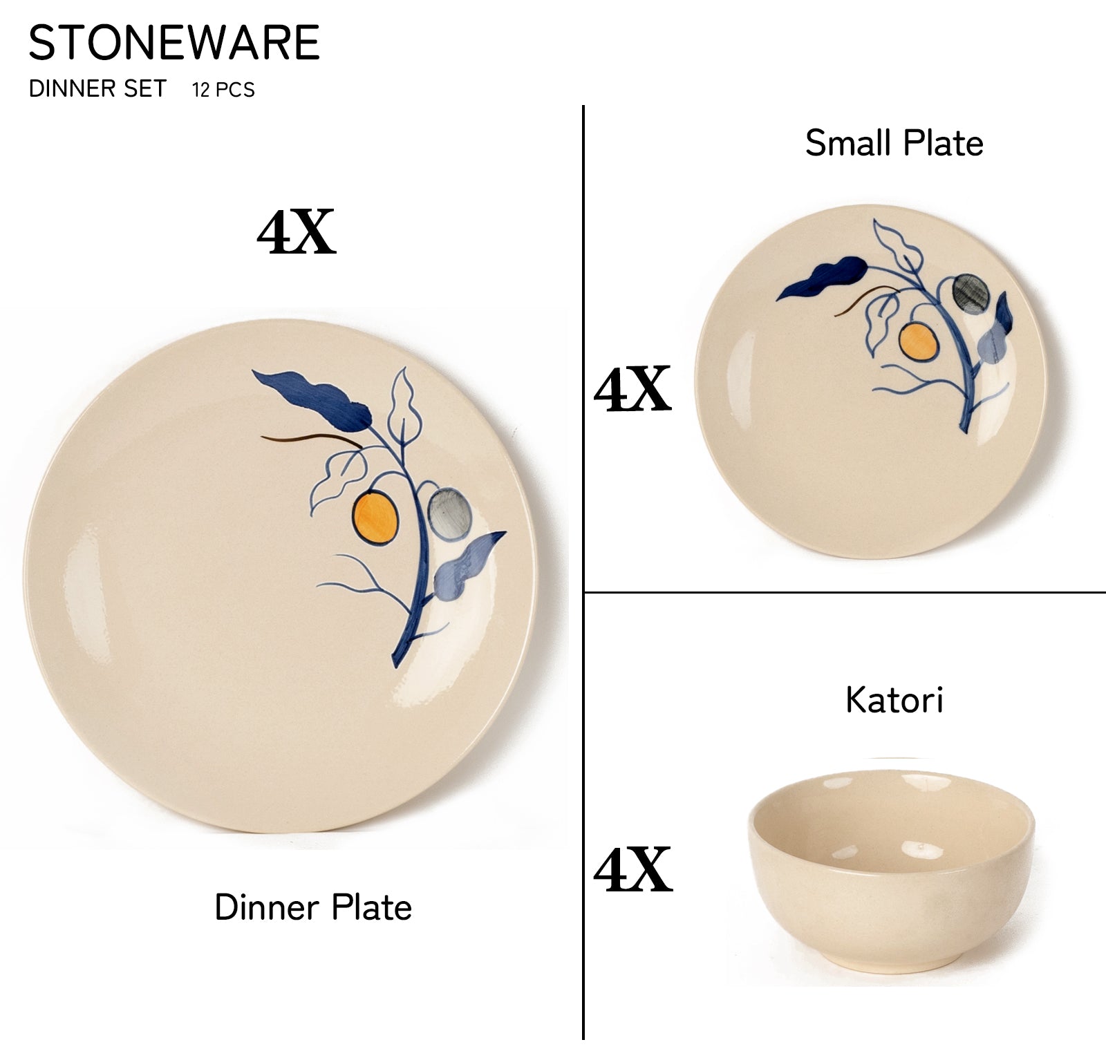 Marino Premium CeramicDinner Pack Of 12 Pcs