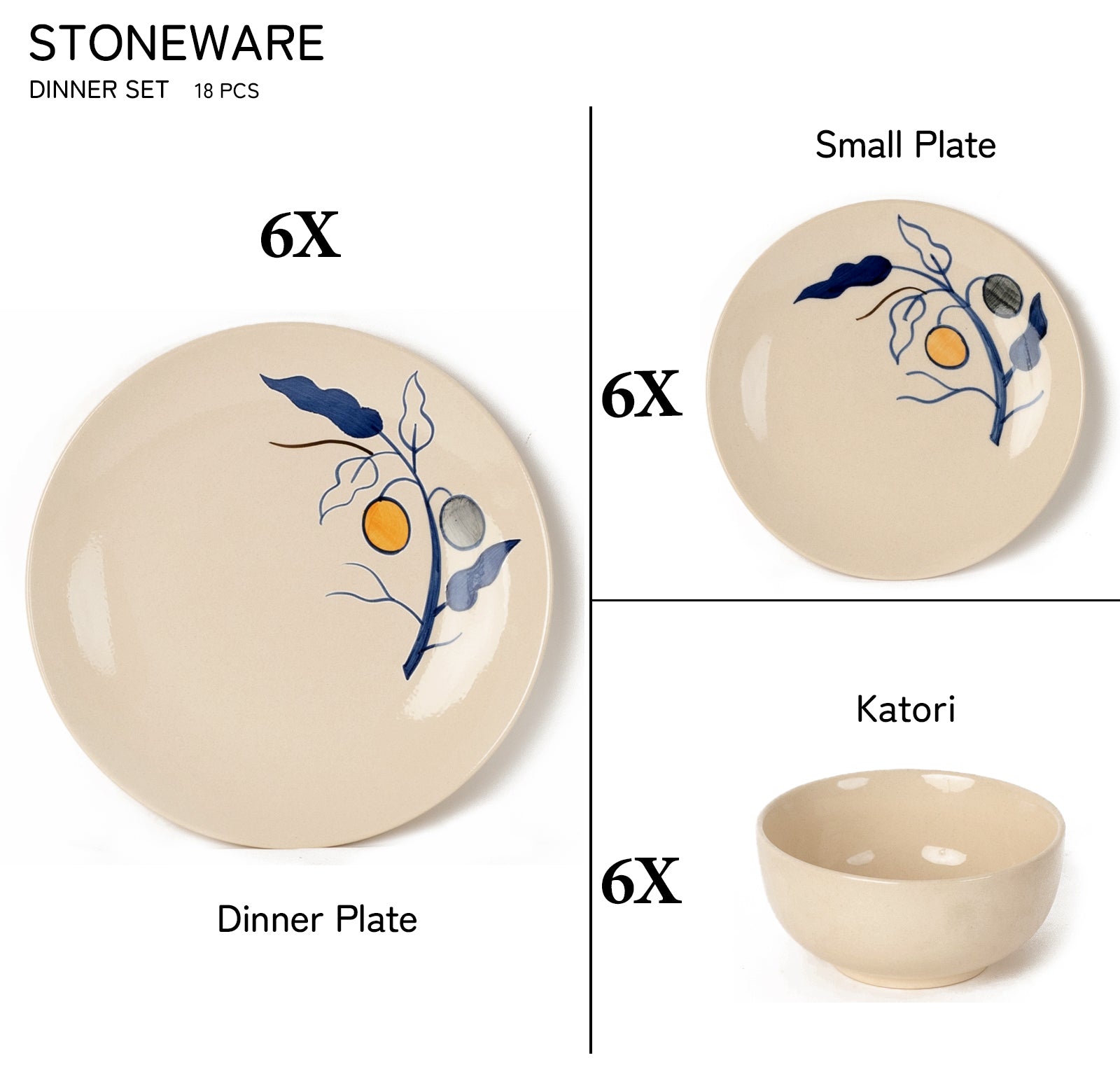 6 Small Dinner Bowls/Katori