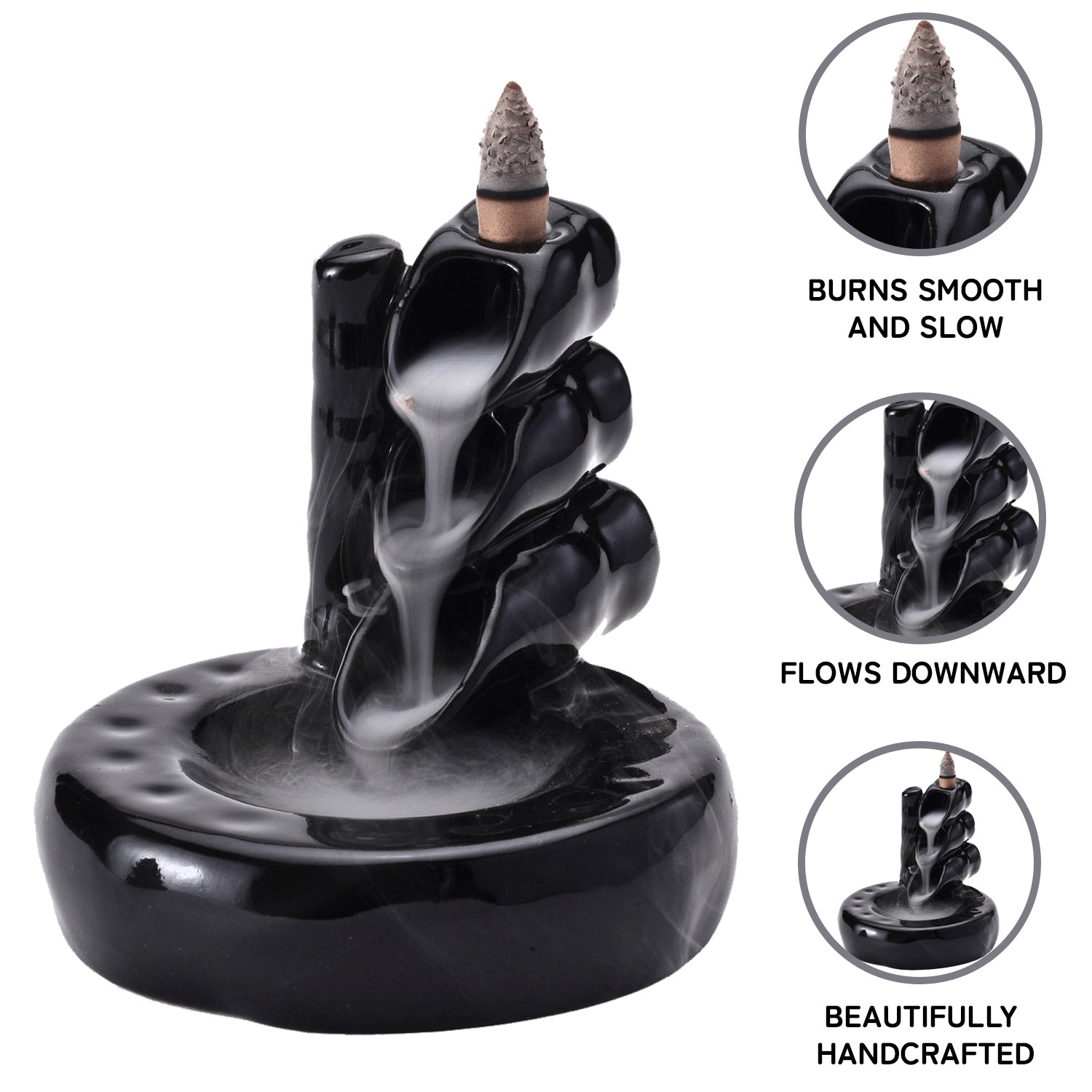 Pipe Smoke Fountain Back Flow Incense Burner With 20 Incense Cones