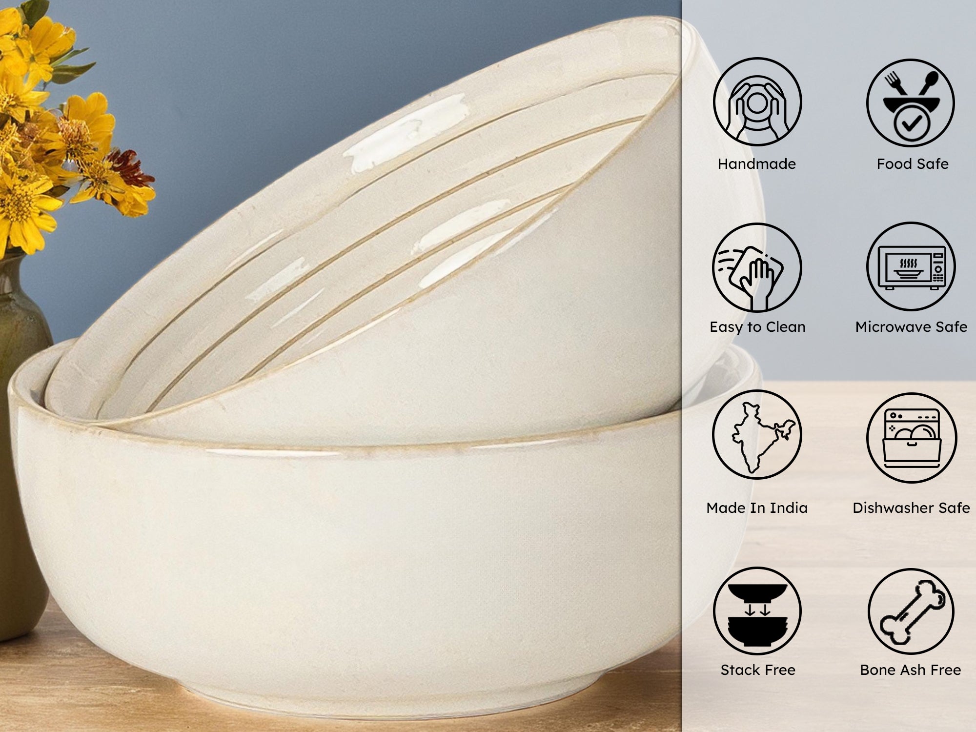 Subhra Premium Porcelain Serving Bowls Set of 2