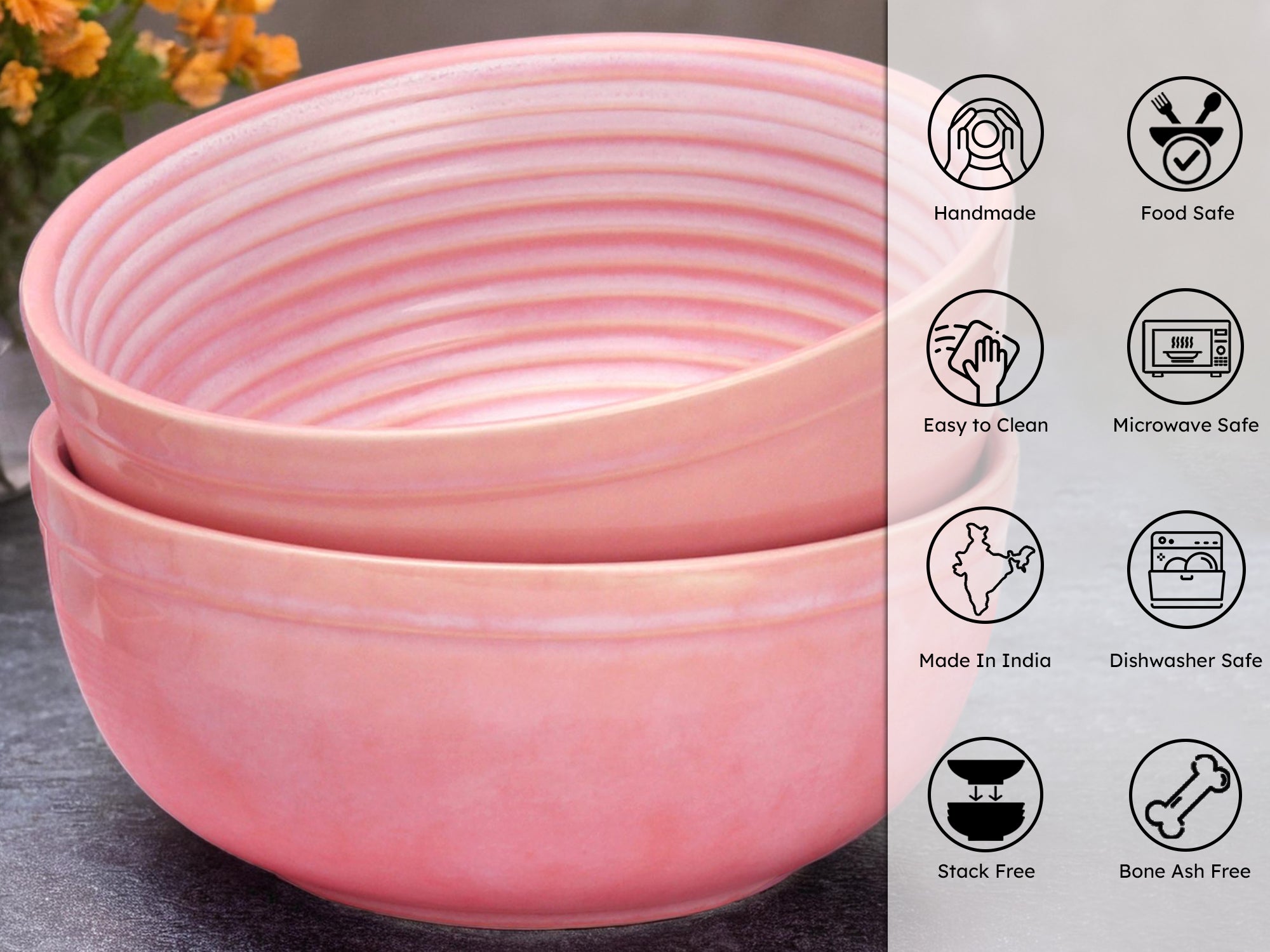 Pastel Premium Ceramic Serving Bowls Set of 2