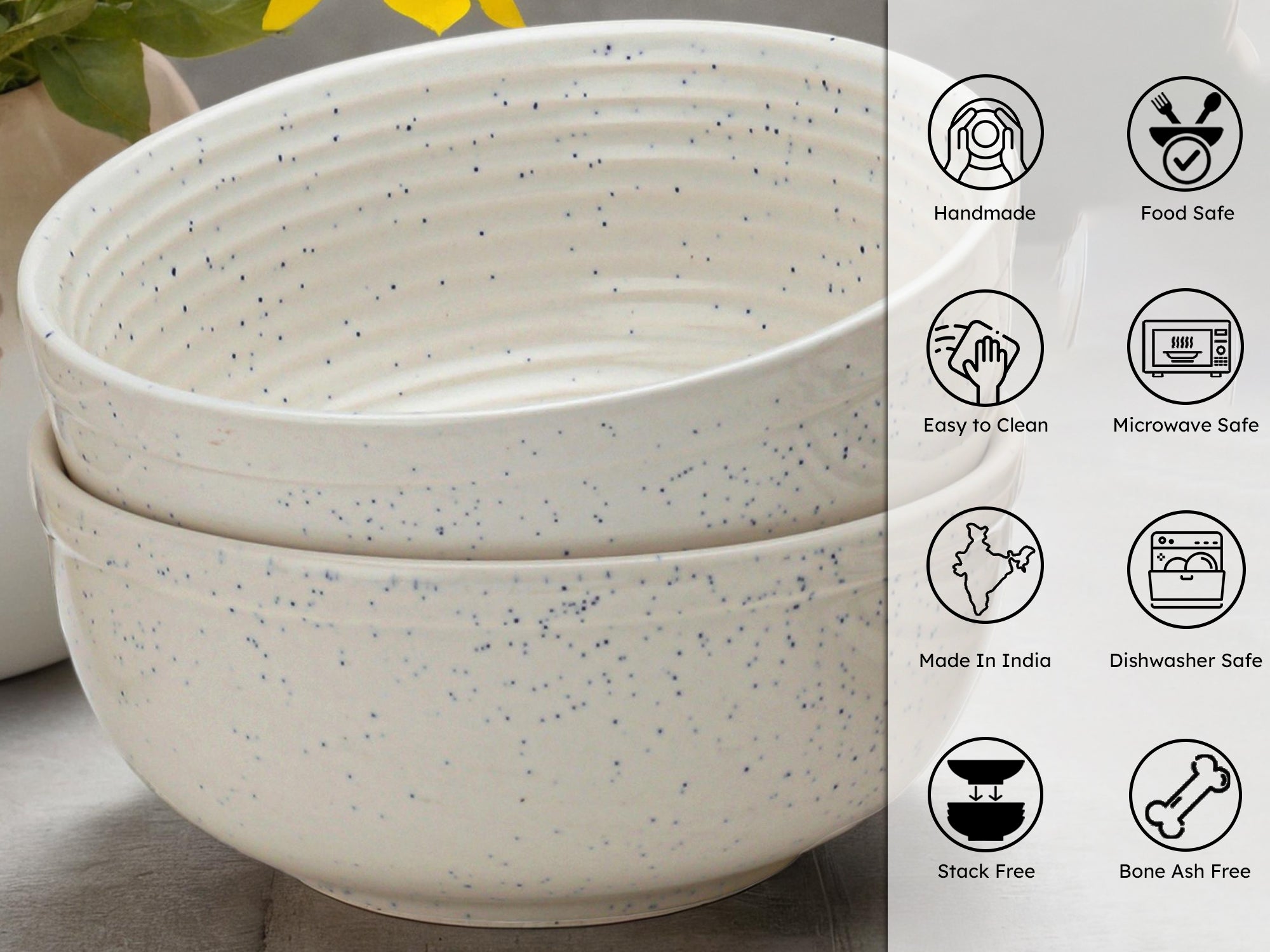 Ivory Premium Ceramic Serving Bowls Set of 2