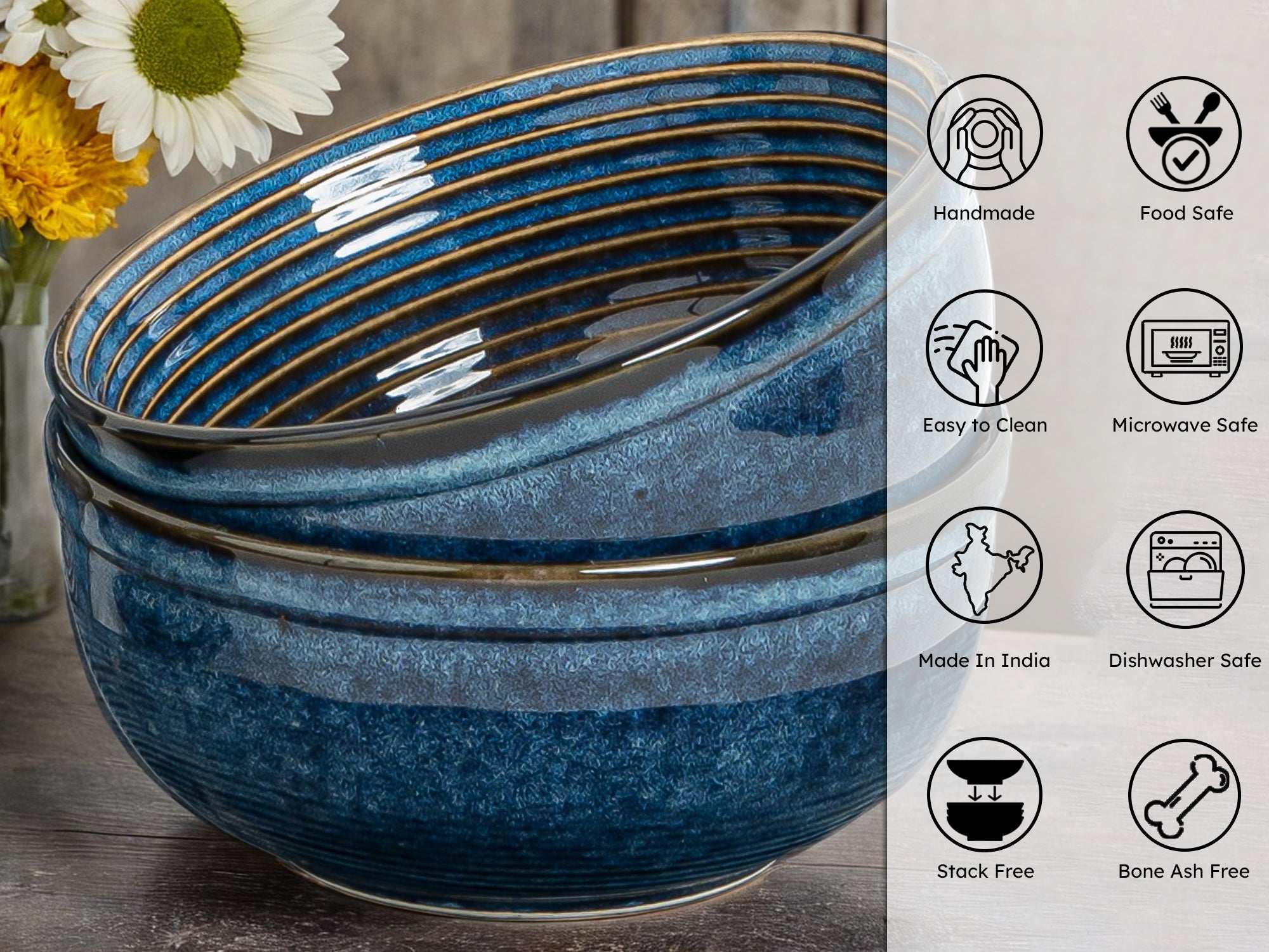 Lapis Premium Ceramic Serving Bowls Set of 2