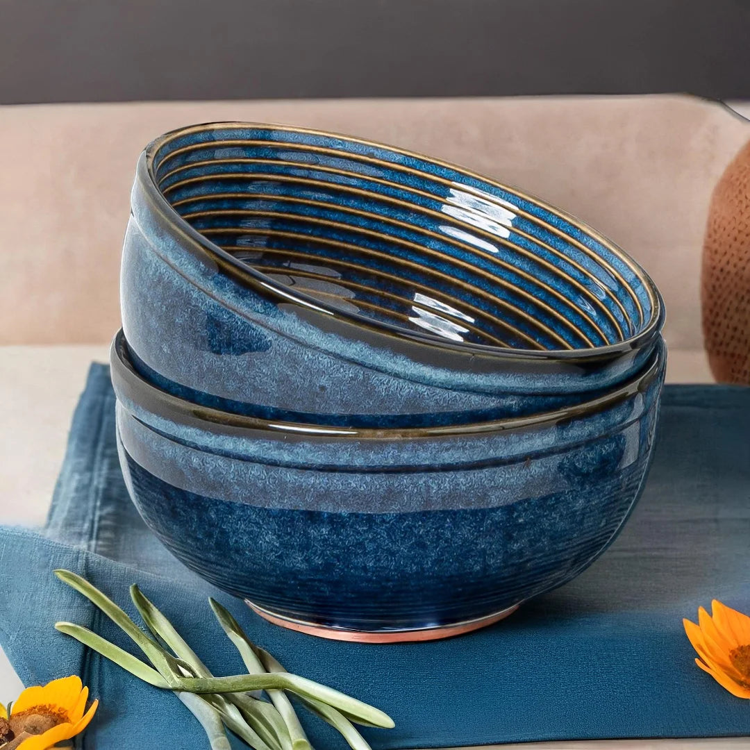 Lapis Premium Ceramic Serving Bowls Set of 2 Bodhi House