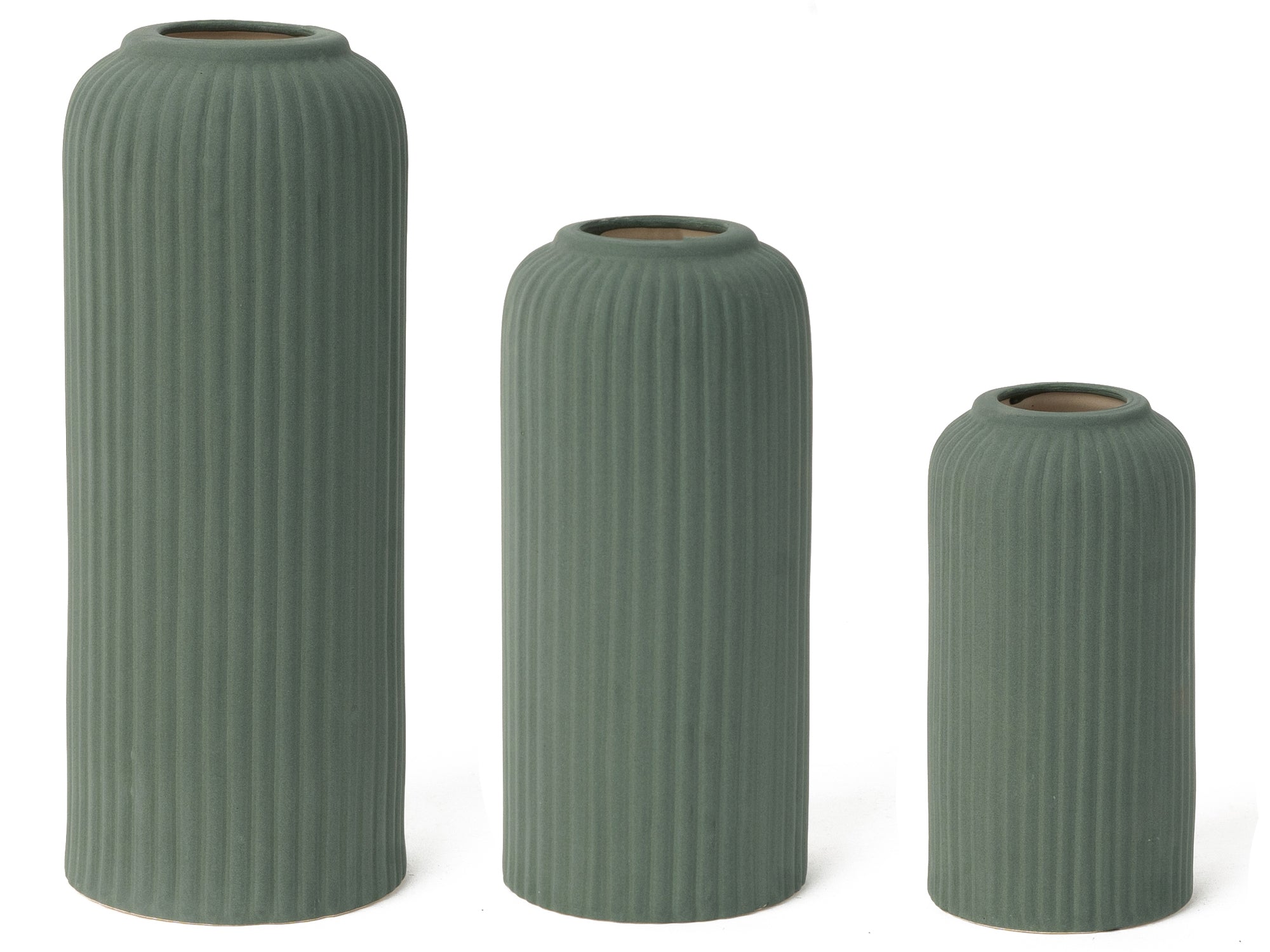 Forest Green Premium Ceramic Pipe Vase Set of 3