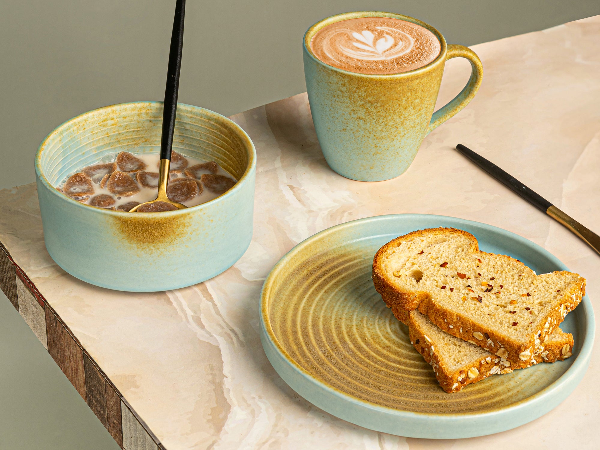 Turquoise Breakfast Set of 3
