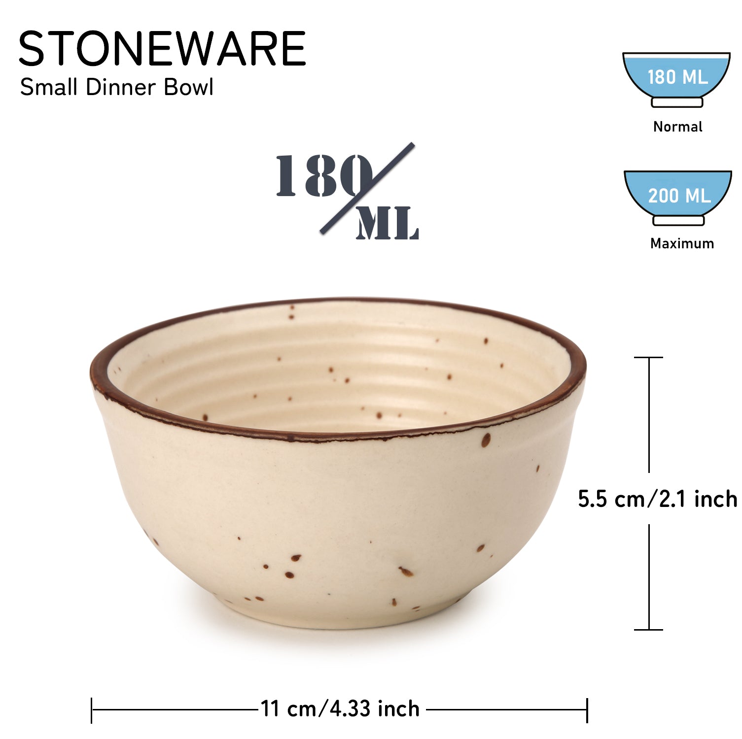 Frost Ceramic Bowl/Katori Set of 4 Peice -180 Ml