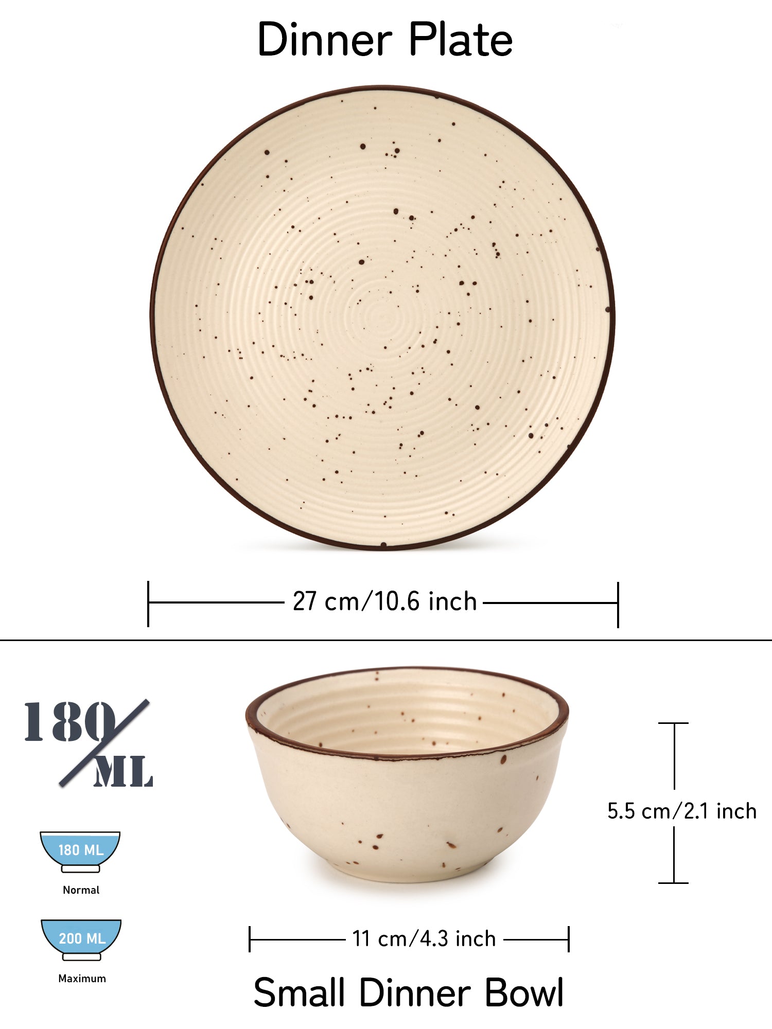 6 Dinner Plates and 6 Bowl/Katori