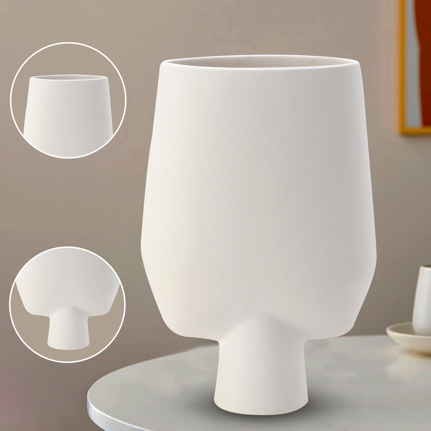 Decorative Flower Vase for Living Room - White