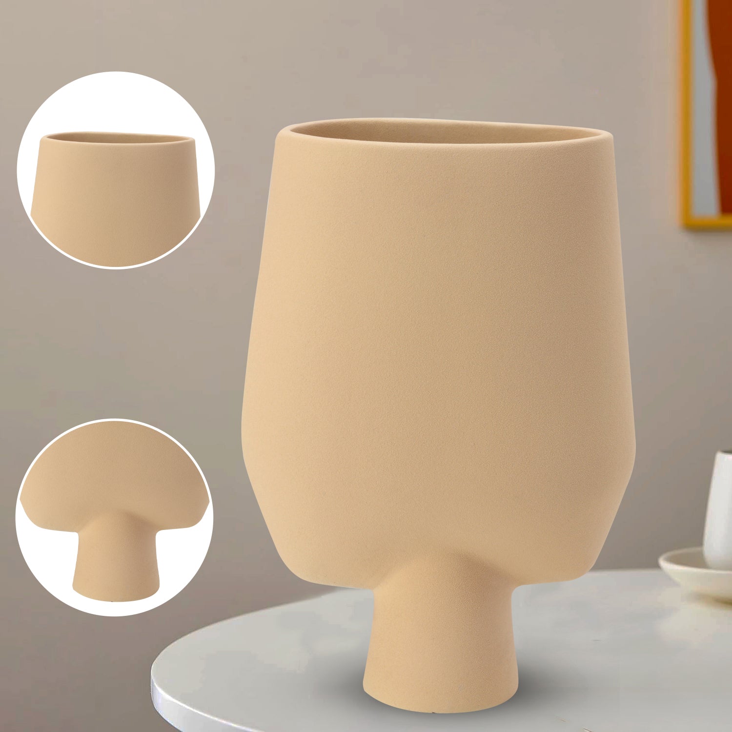 Decorative Flower Vase for Living Room - Beige