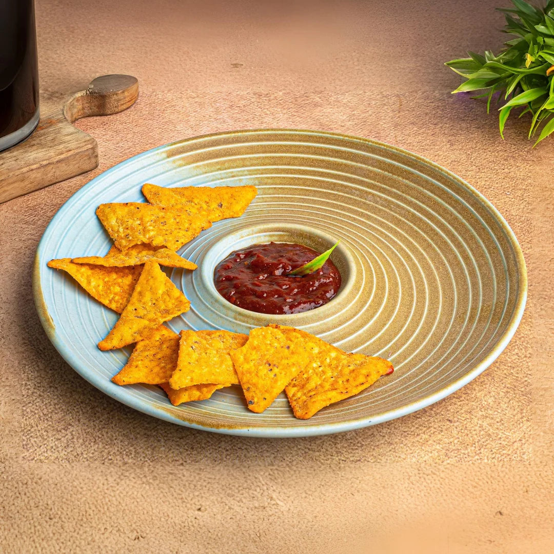 Turquoise Chip & Dip Plate Set of 1