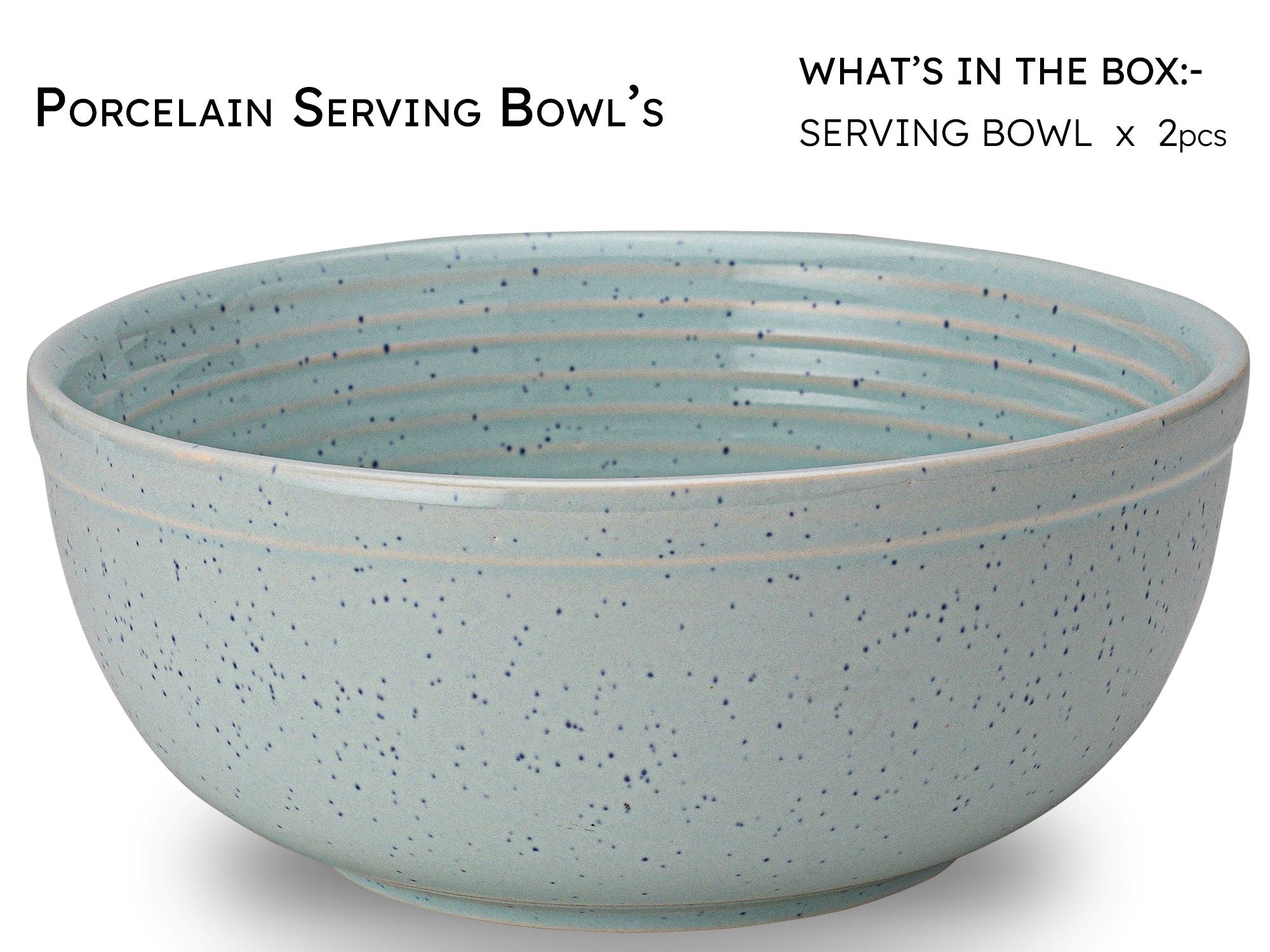 Mint Green Premium Ceramic Serving Bowls Set of 2