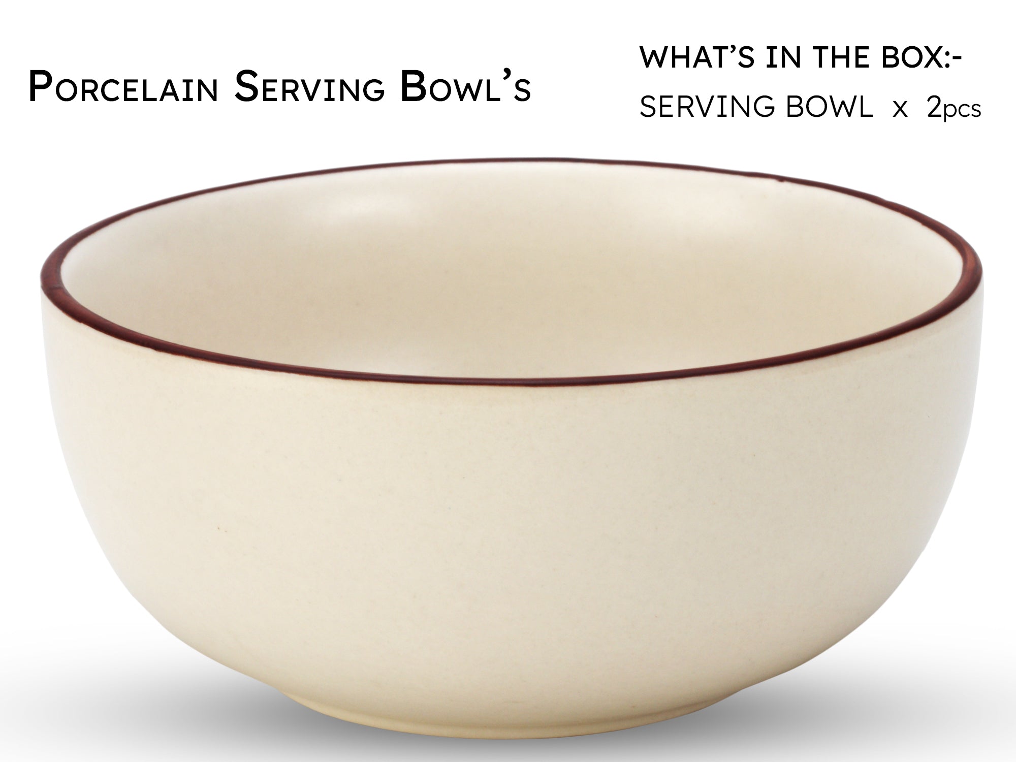 Off White Premium Ceramic Serving Bowls Set of 2