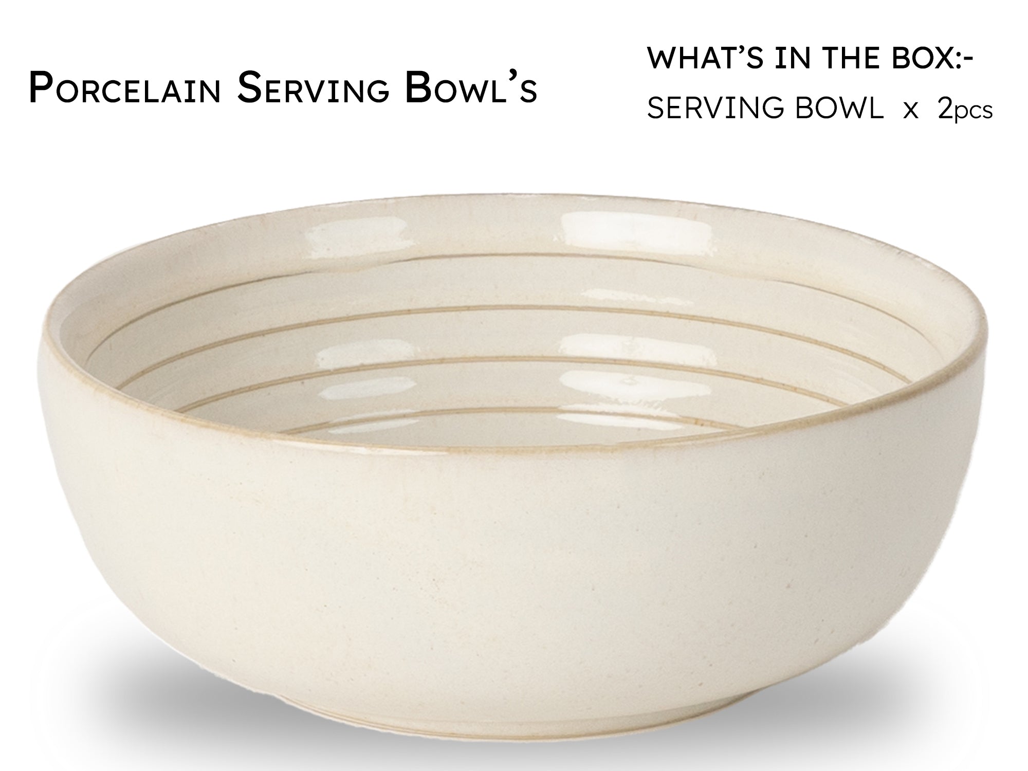 Subhra Premium Porcelain Serving Bowls Set of 2