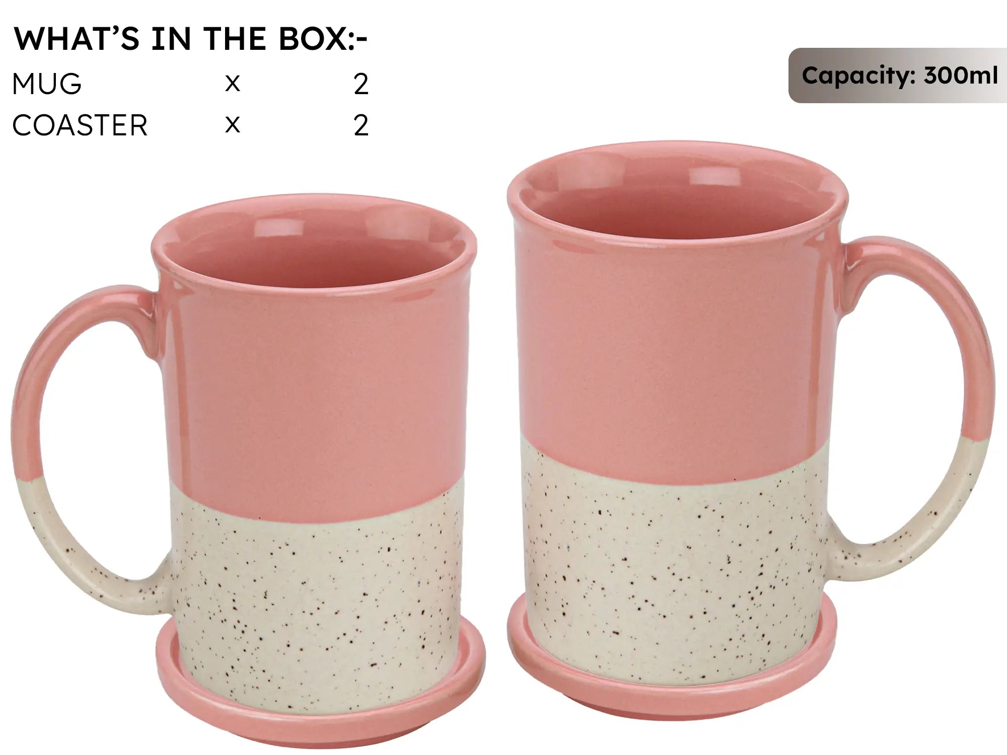 Pink Ceramic Mug with Coaster Hand-Glazed 300ml Tea & Coffee Cup Set of 2 Bodhi House