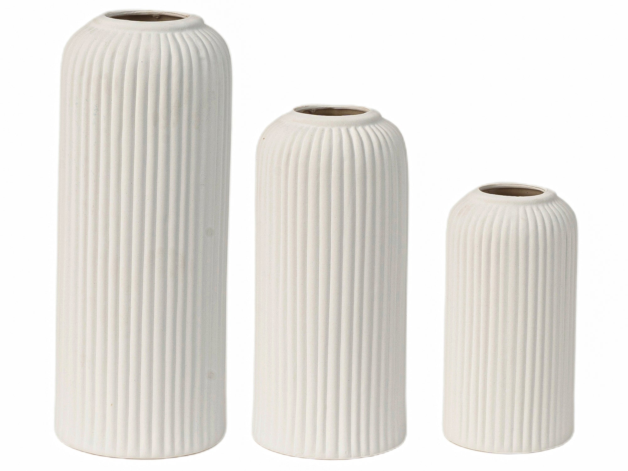 Premium Ceramic Pipe Vase Set of 3 (White)