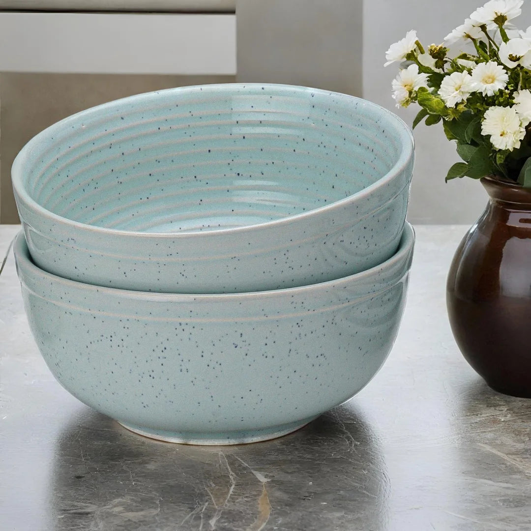Mint Green Premium Ceramic Serving Bowls Set of 2 Bodhi House