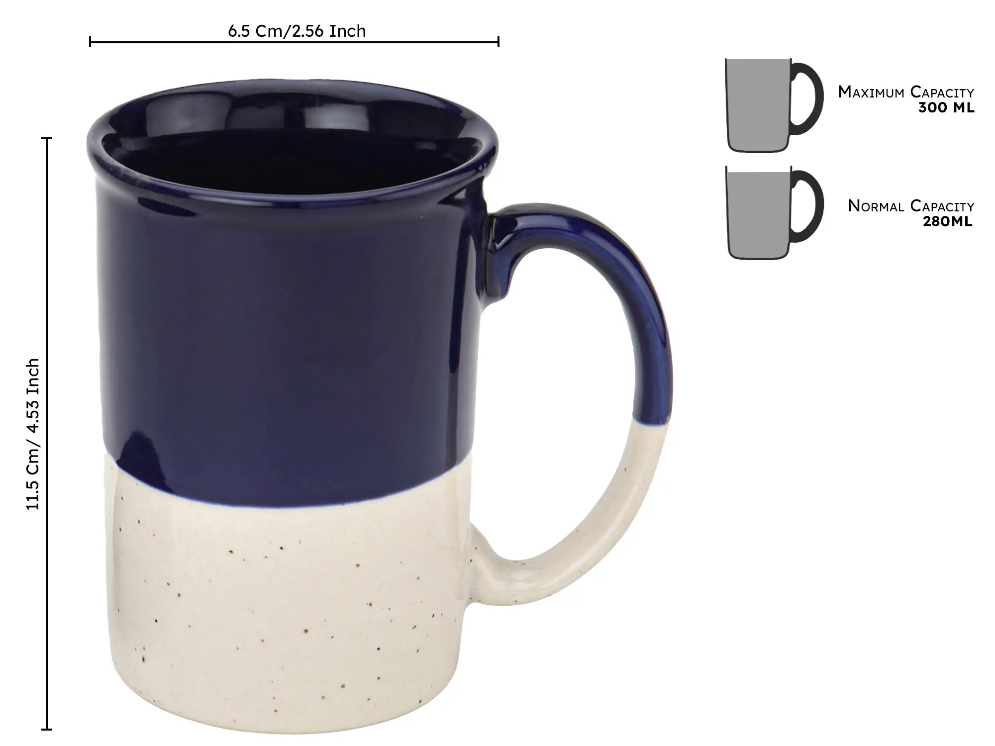 Dark Blue Ceramic Mug with Coaster Hand-Glazed 300ml Tea & Coffee Cup Set of 2 Bodhi House