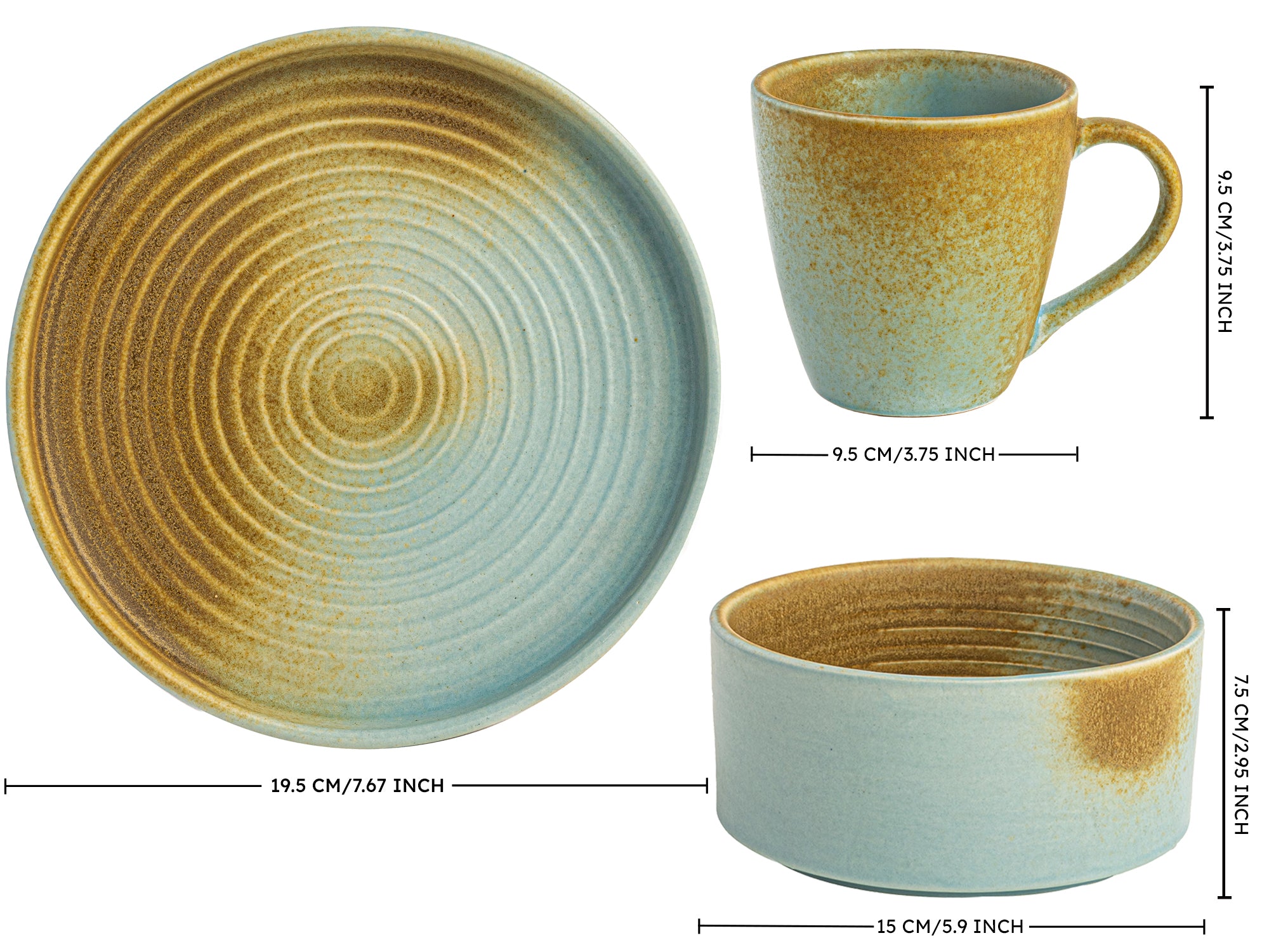 Turquoise Breakfast Set of 3