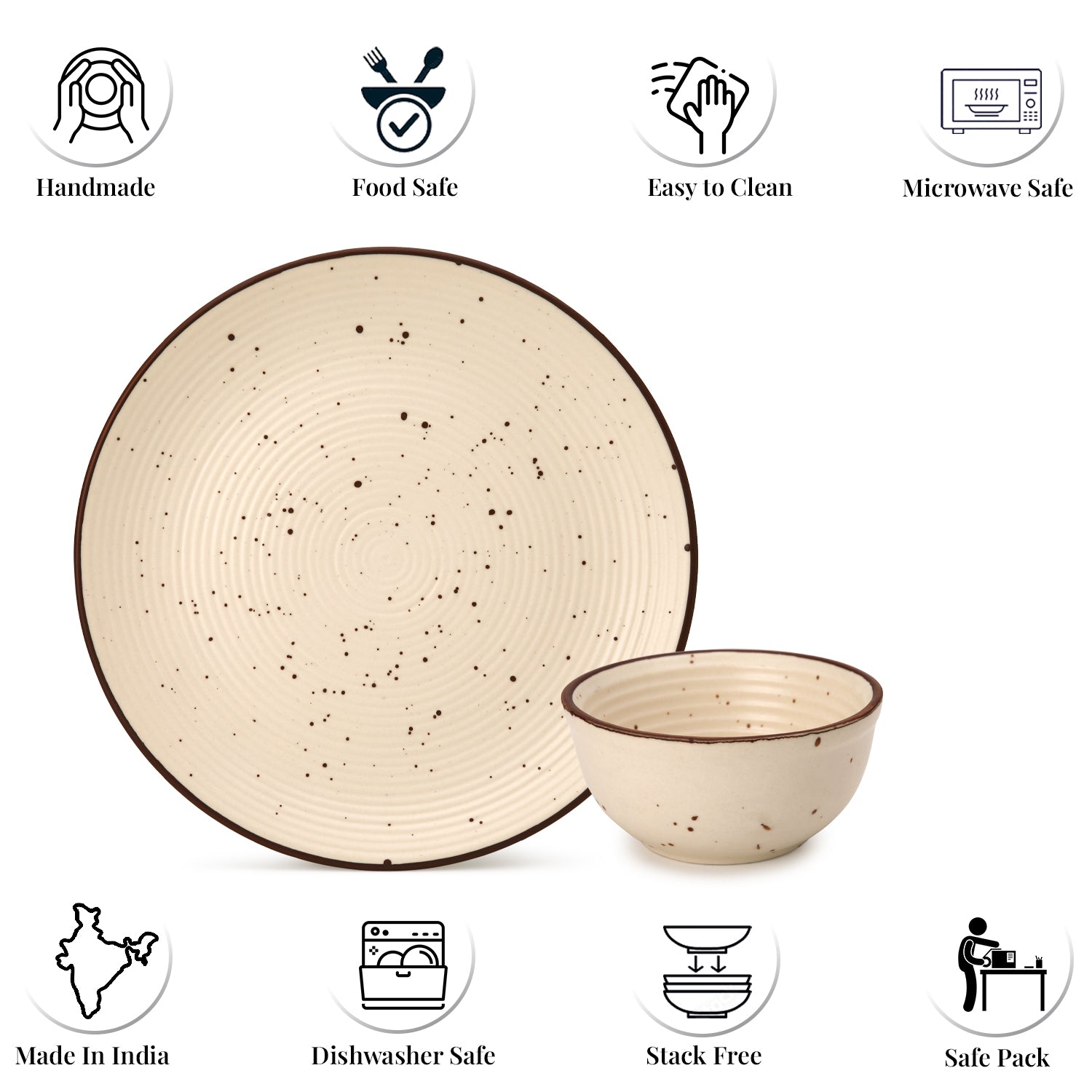 6 Dinner Plates and 12 Bowl/Katori