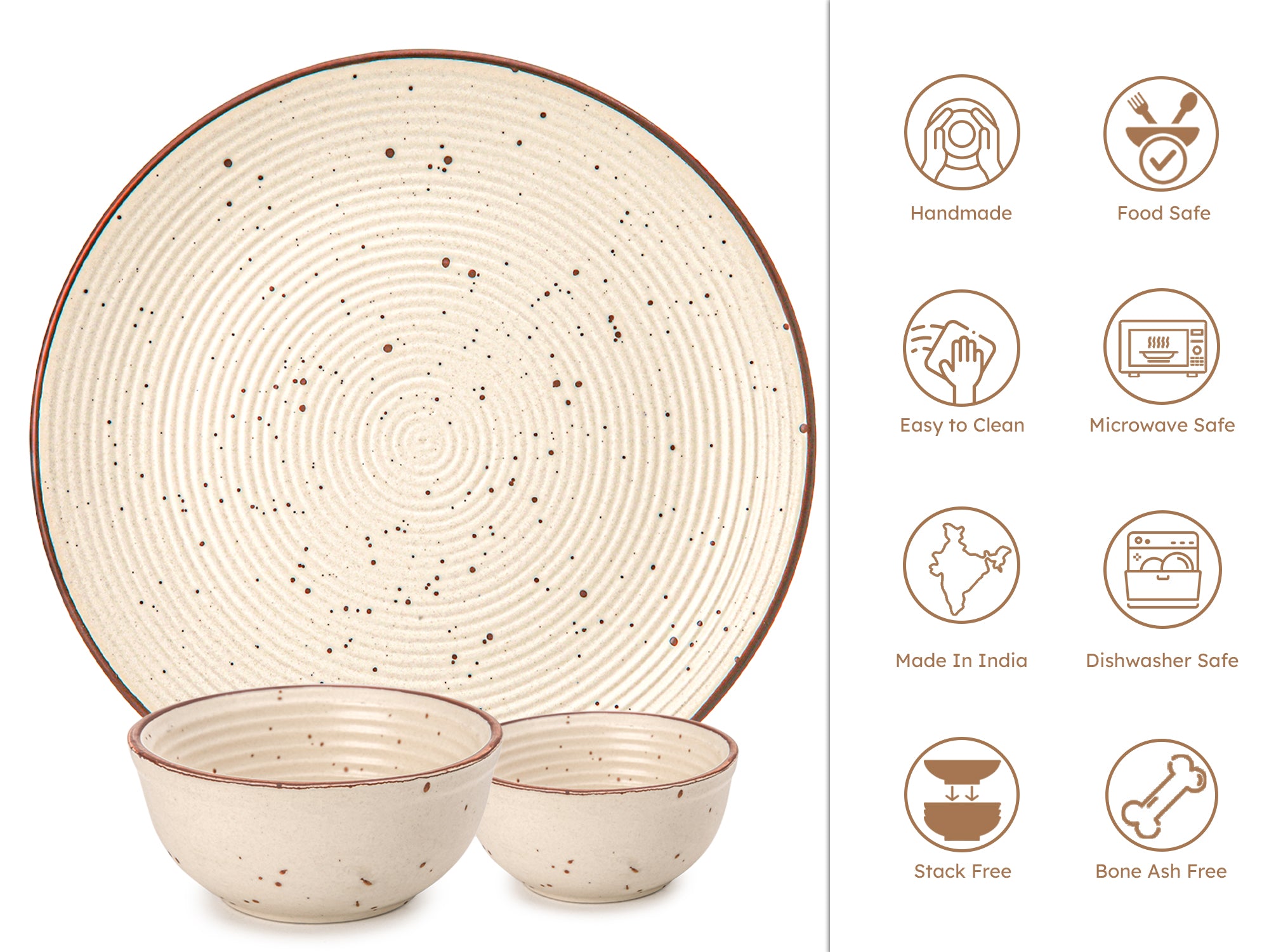 Beige Ceramic Plates & Bowls 10-Piece