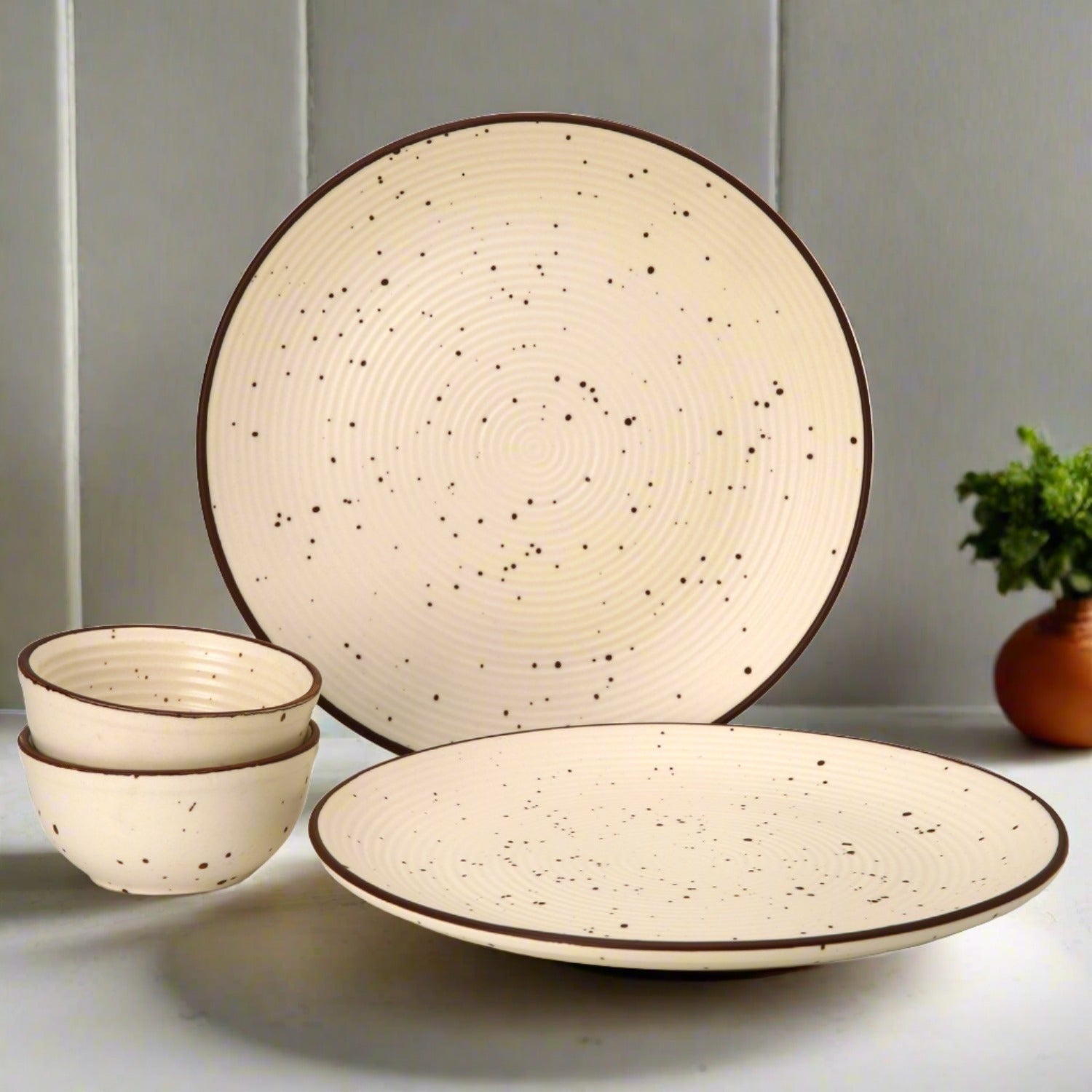 2 Dinner Plates and 2 Bowl/Katori