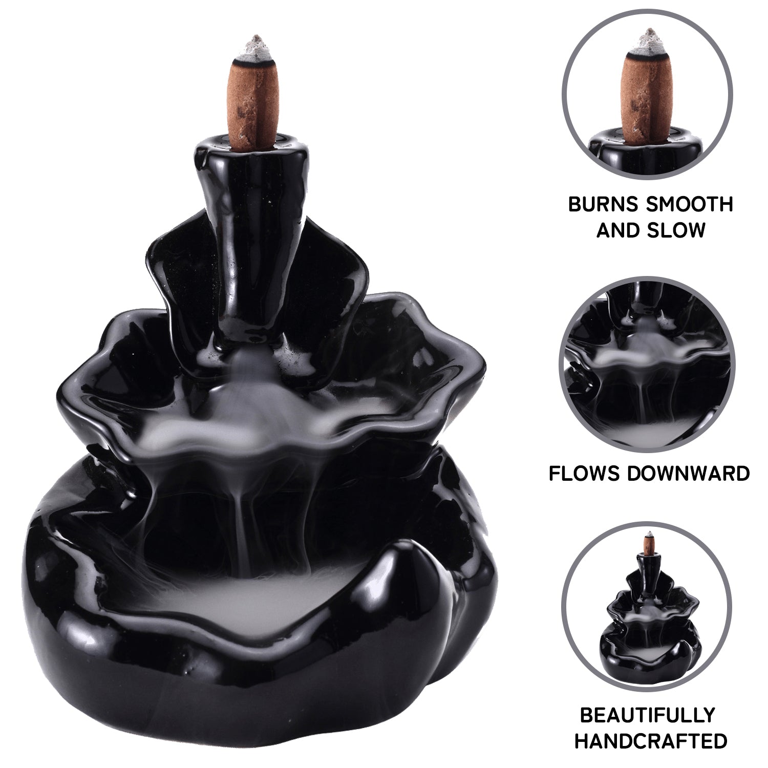 Garden Smoke Fountain Back Flow Incense Burner With 20 Incense Cones