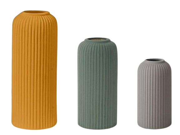 Premium Ceramic Pipe Vase Set of 3 (Multicolour)