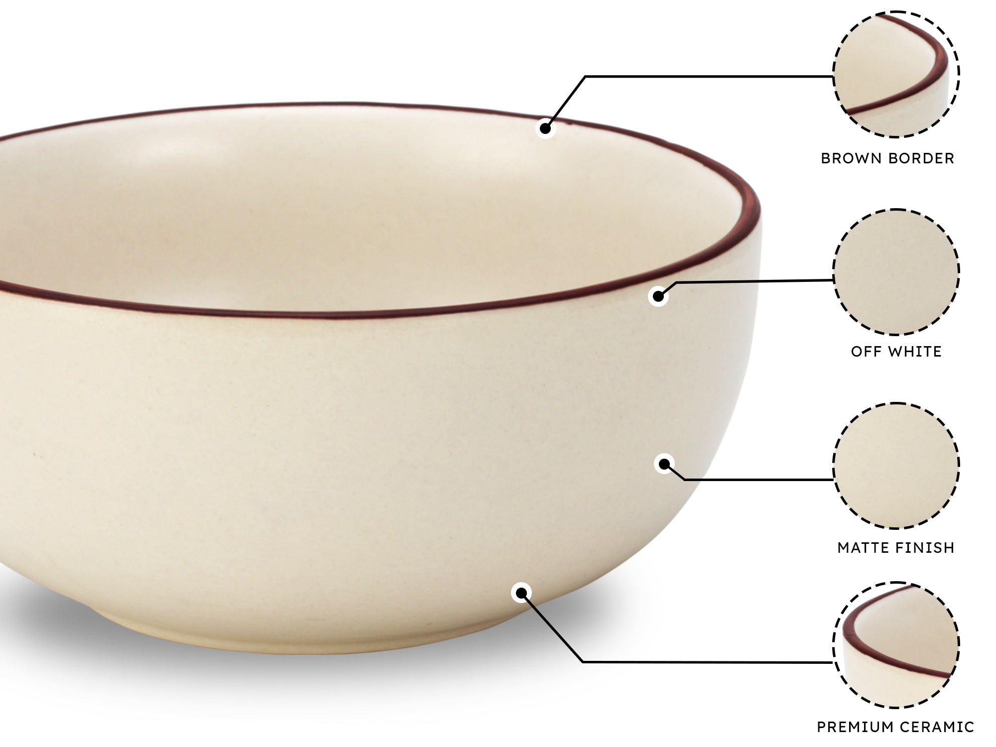 Off White Premium Ceramic Serving Bowls Set of 2