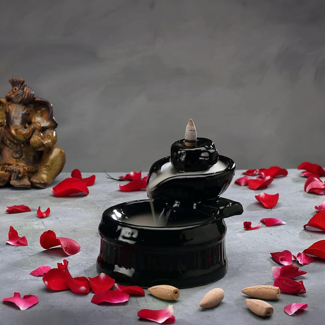 Shivling Smoke Fountain Back Flow Incense Burner With 20 Incense Cones