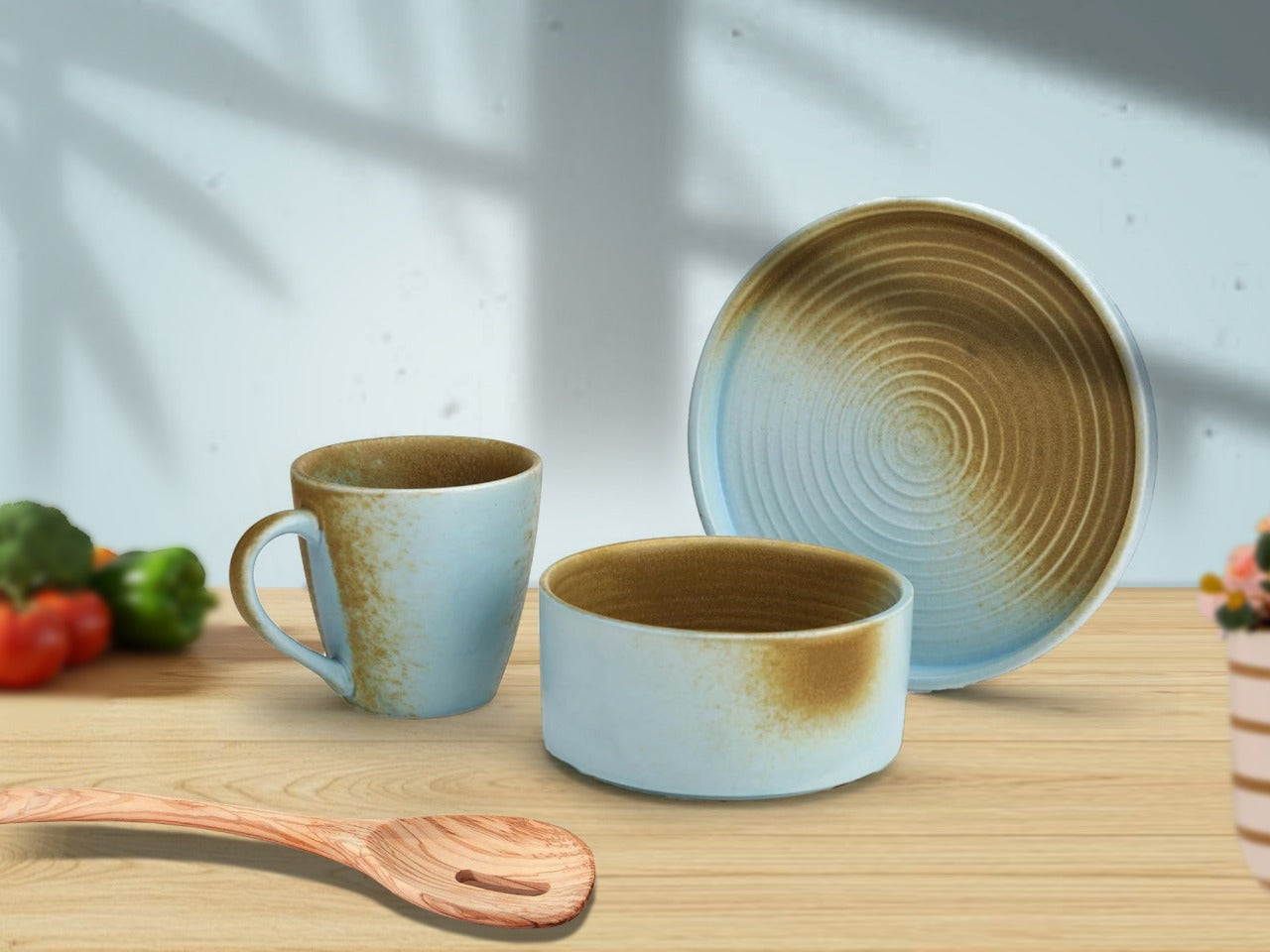 Turquoise Breakfast Set of 3
