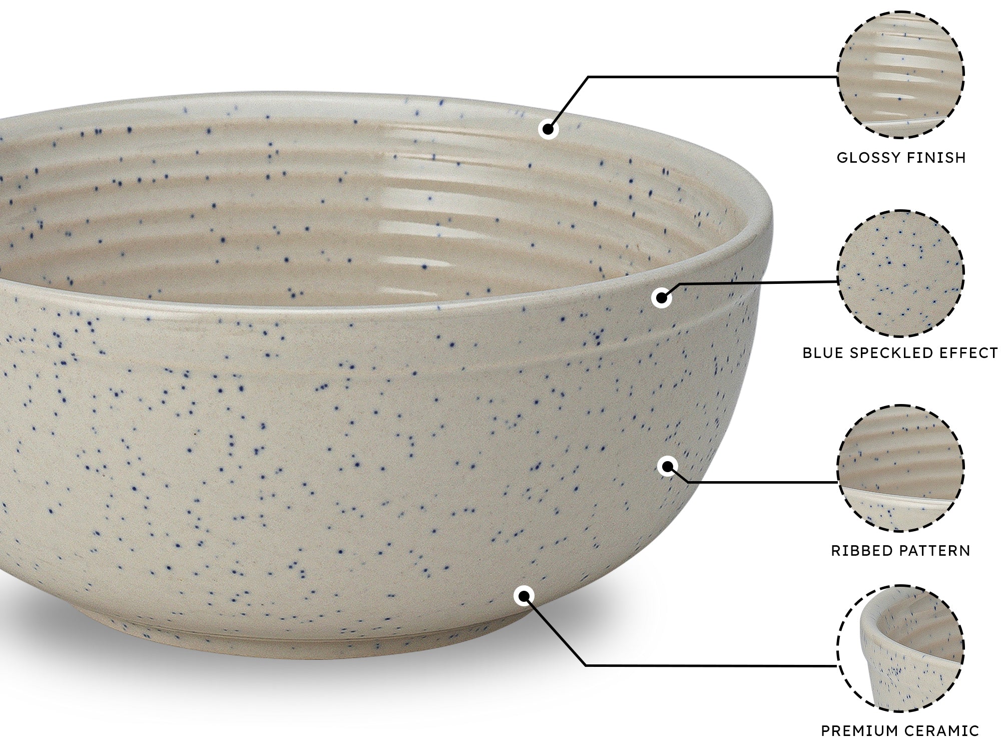 Ivory Premium Ceramic Serving Bowls Set of 2