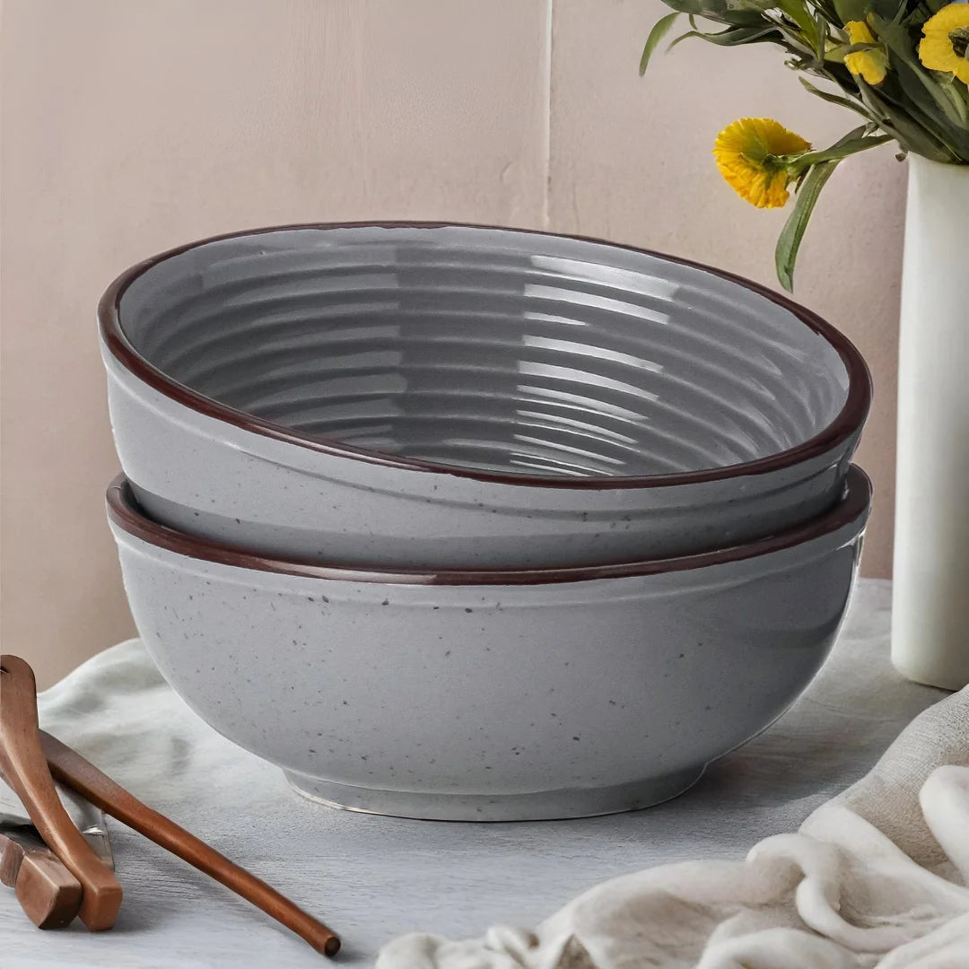 Grey Premium Ceramic Serving Bowls Set of 2 Bodhi House