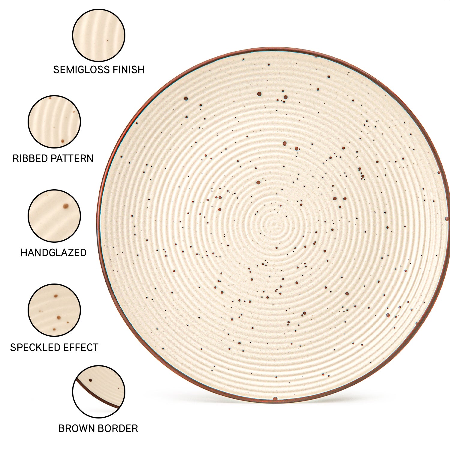 Beige Ceramic Plates & Bowls 4-Piece
