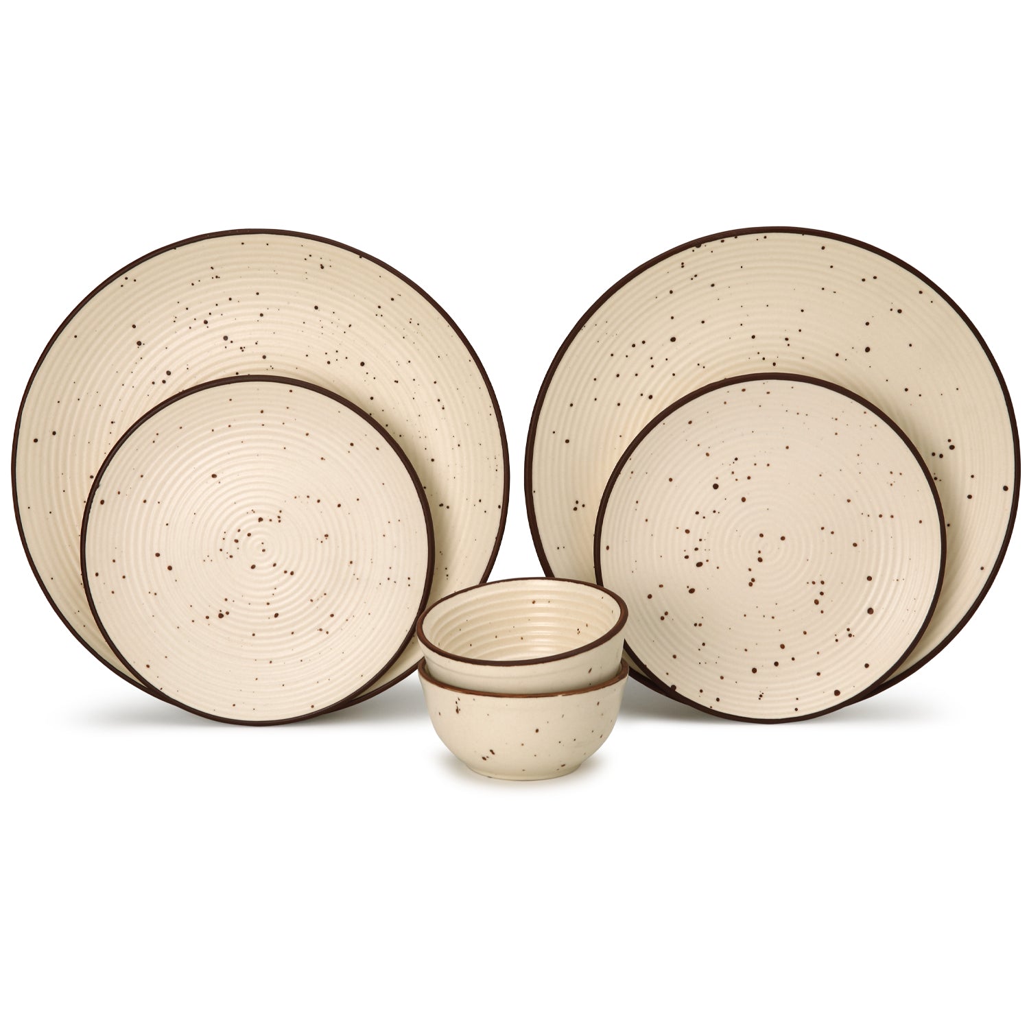 Beige Ceramic Plates & Bowls 6-Piece