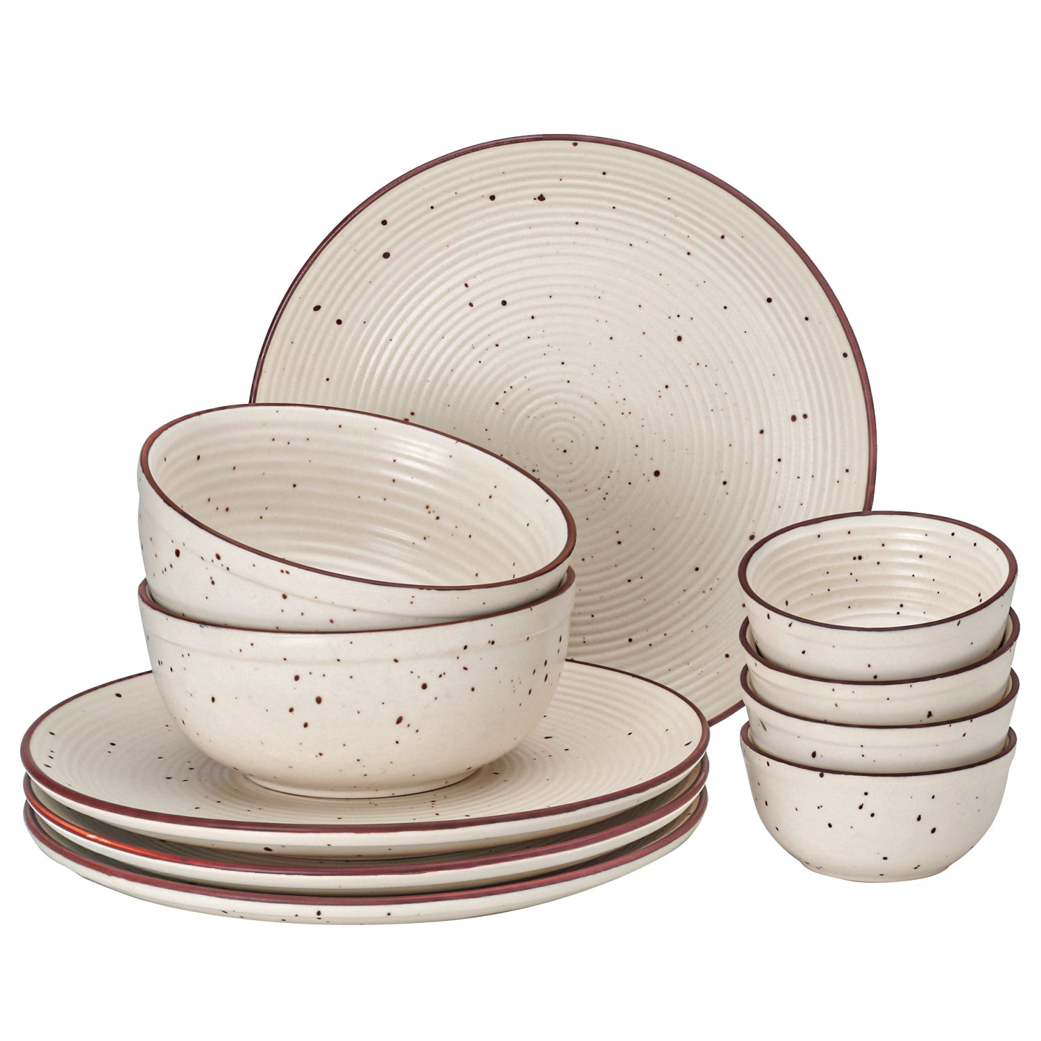 Beige Ceramic Plates & Bowls 10-Piece