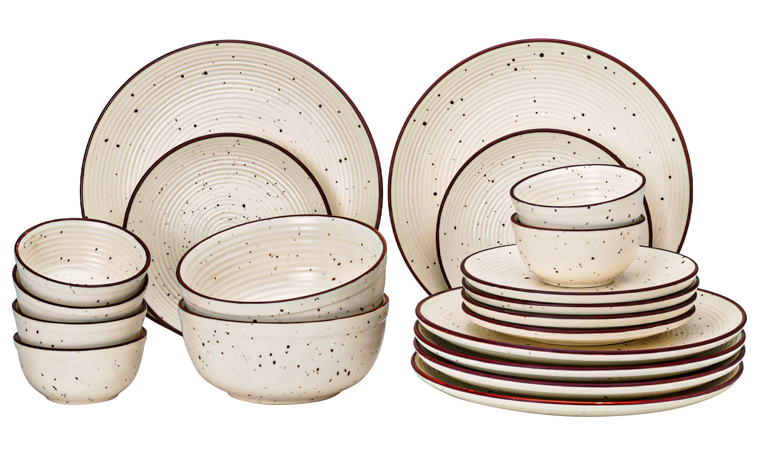 Beige Ceramic Plates & Bowls 20-Piece