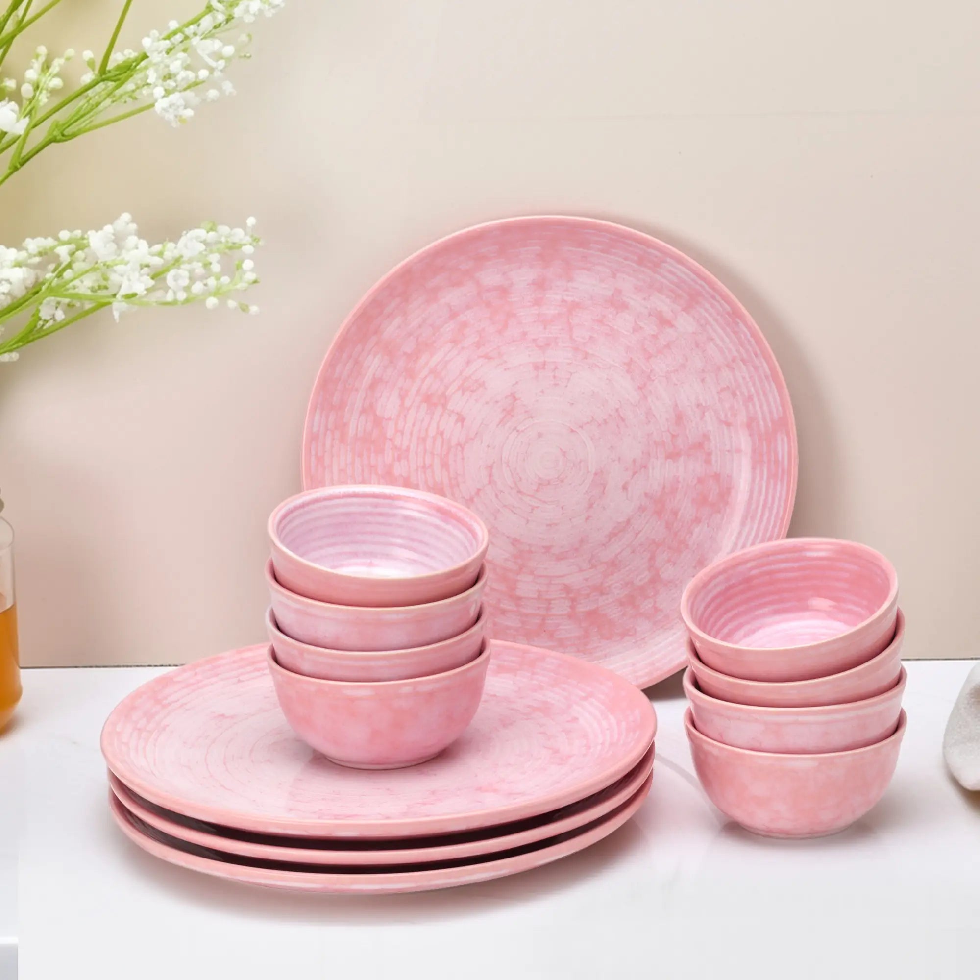 Pastel Pink Ceramic Plates & Bowls