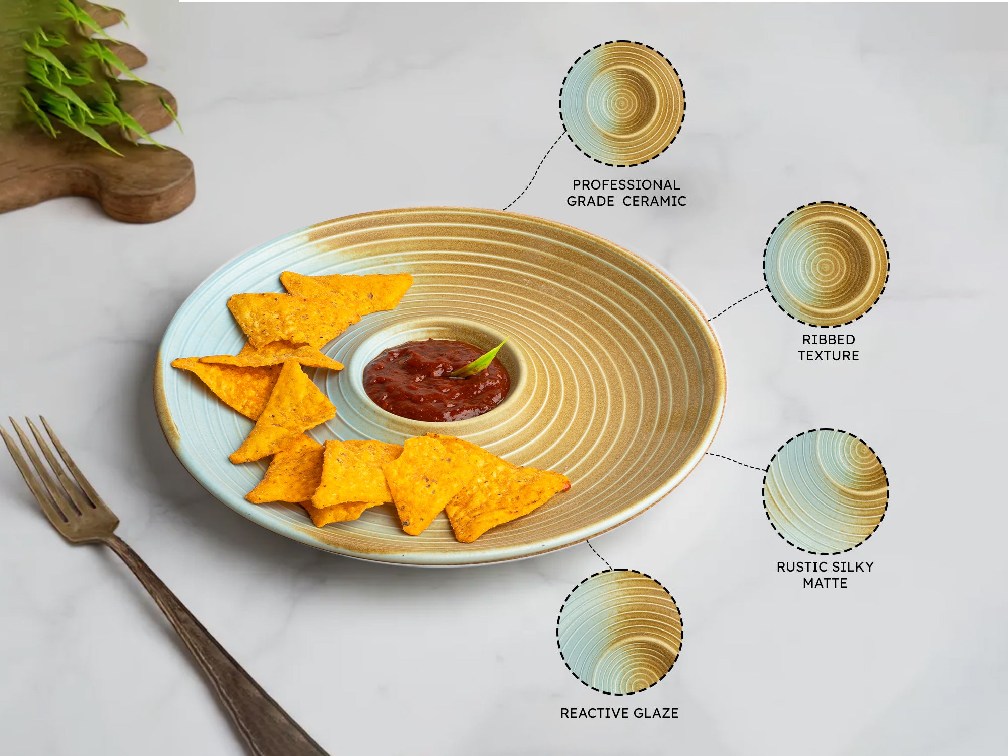 Turquoise Chip & Dip Plate Set of 1