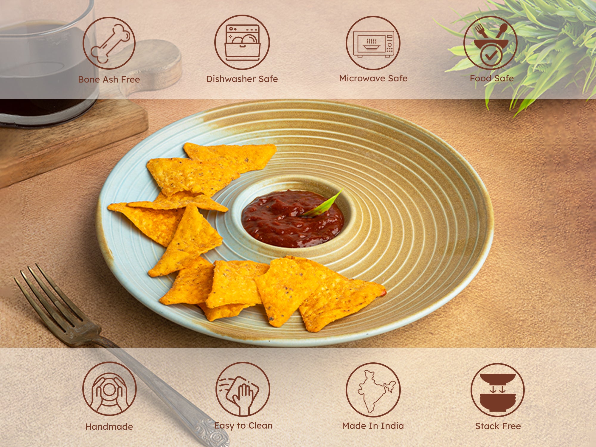 Turquoise Chip & Dip Plate Set of 1