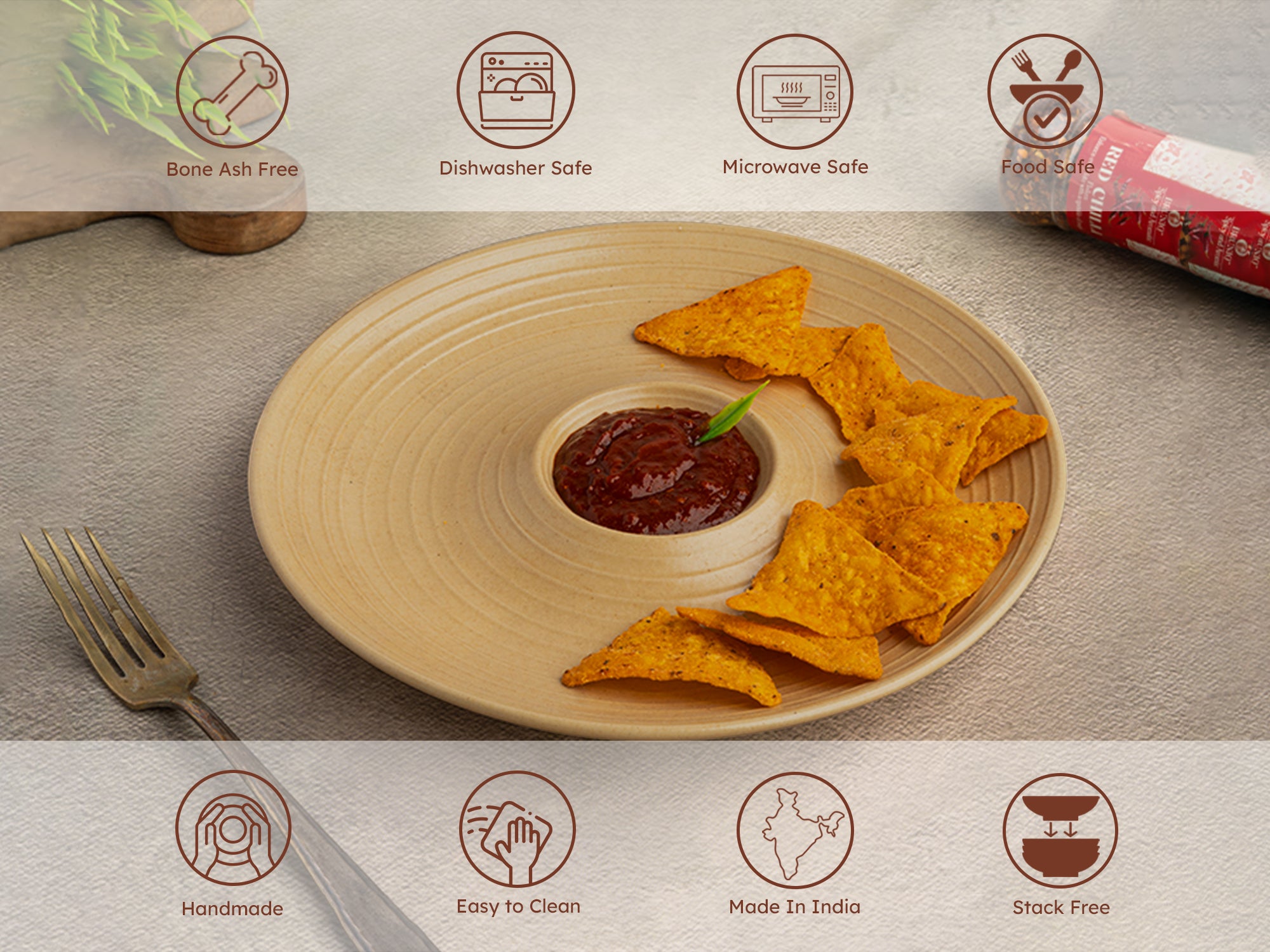 Burlywood Chip & Dip Plate Set of 1