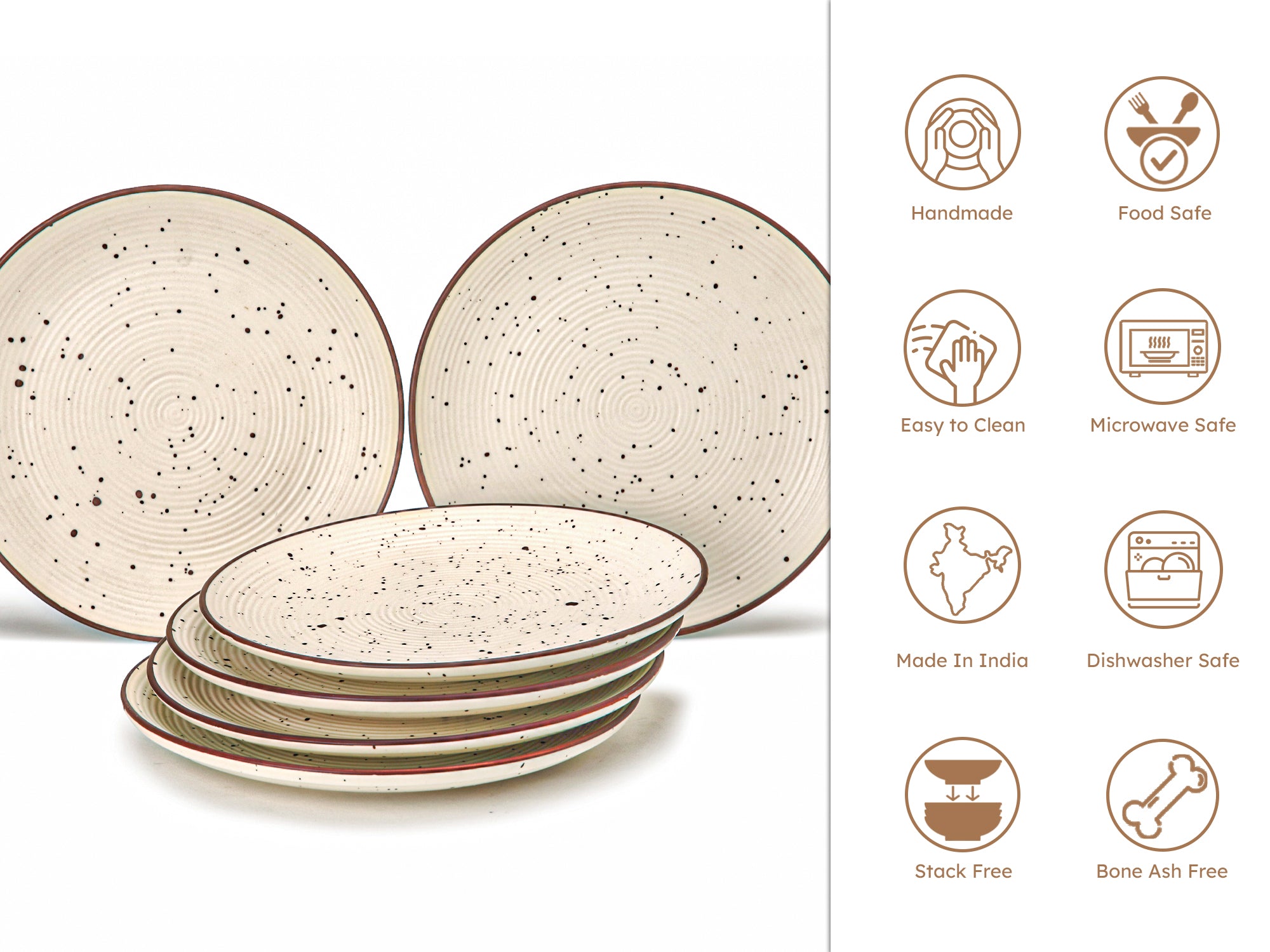 Beige Ceramic Plates & Bowls 6-Piece