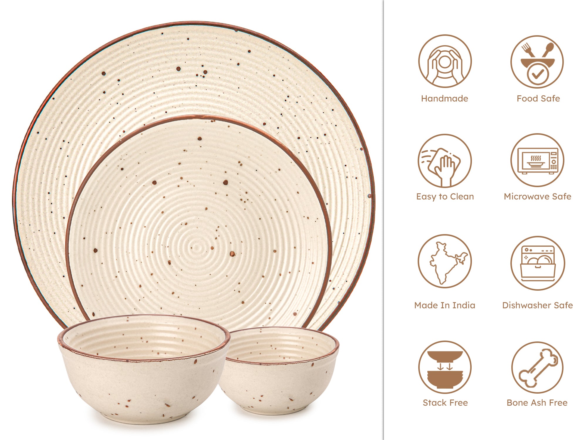 Beige Ceramic Plates & Bowls 20-Piece