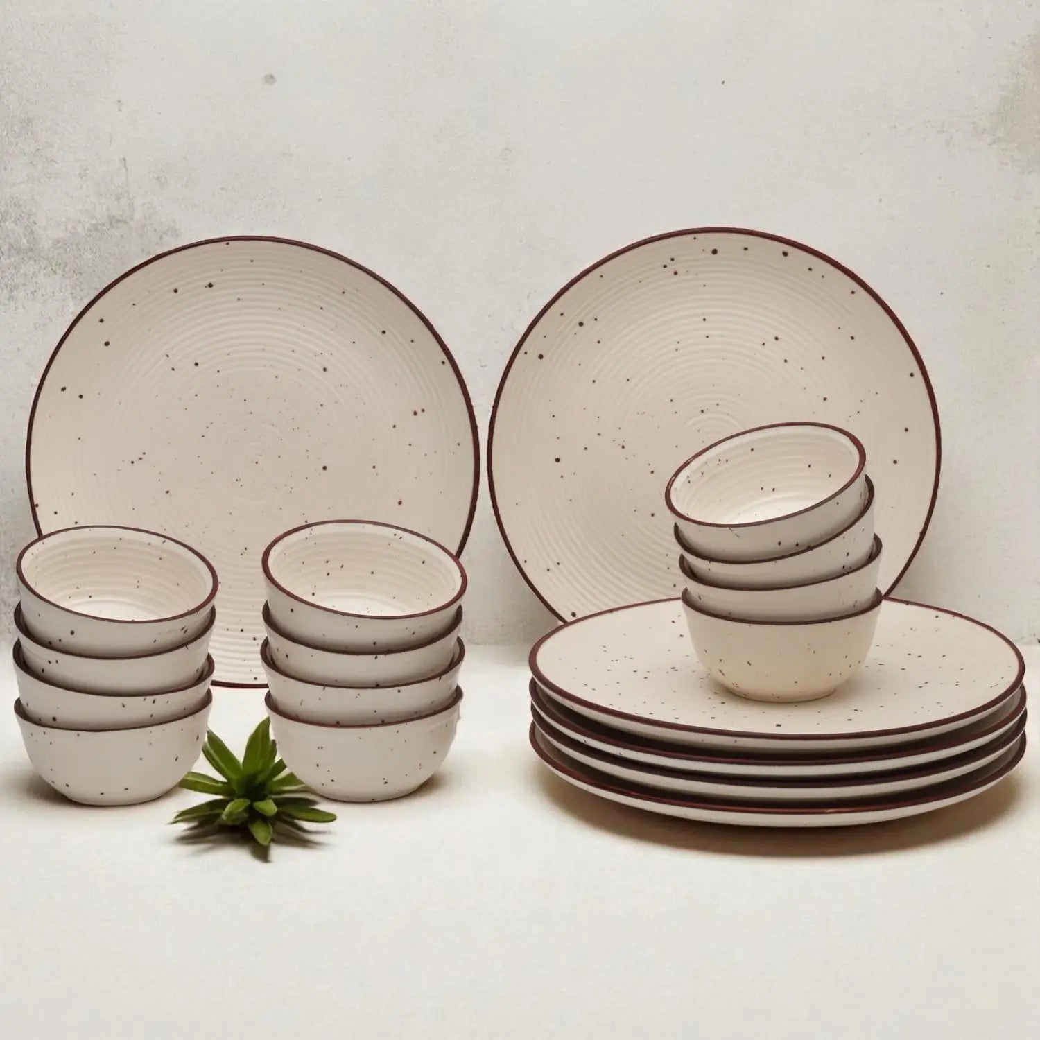 6 Dinner Plates and 12 Bowl/Katori