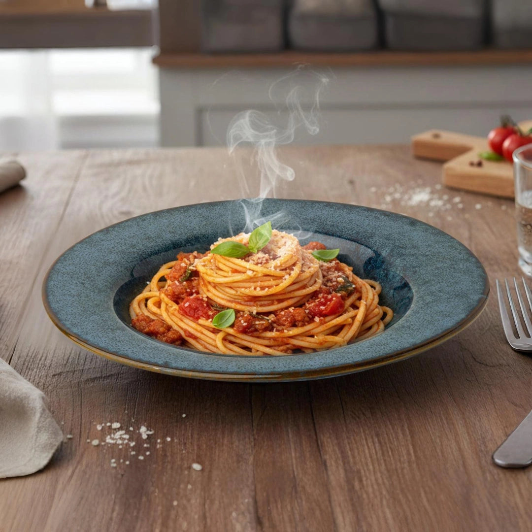 Celestle Ceramic Handmade Reactive Glaze Pasta Plates – Set of 2 Bodhi House