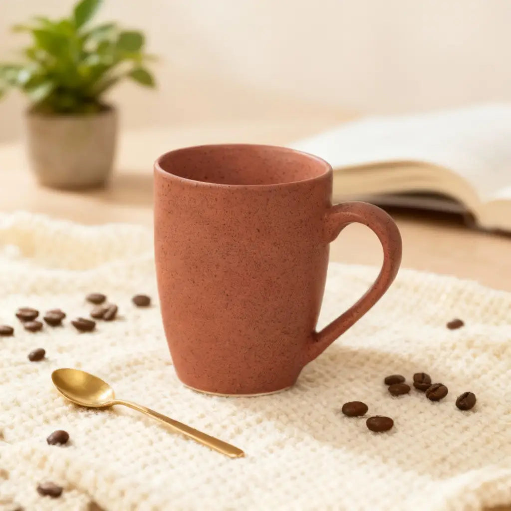 Handcrafted Ceramic Coffee Mug and Tea Cup – 300 ml (Orange)