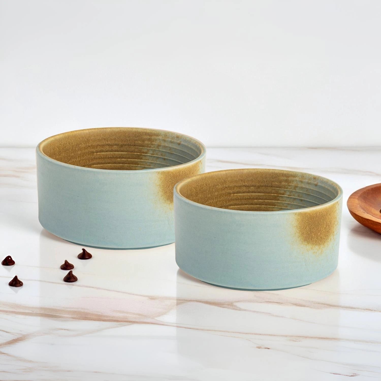 Turquoise Copper Ceramic Handmade Portion Bowl – Set of 2