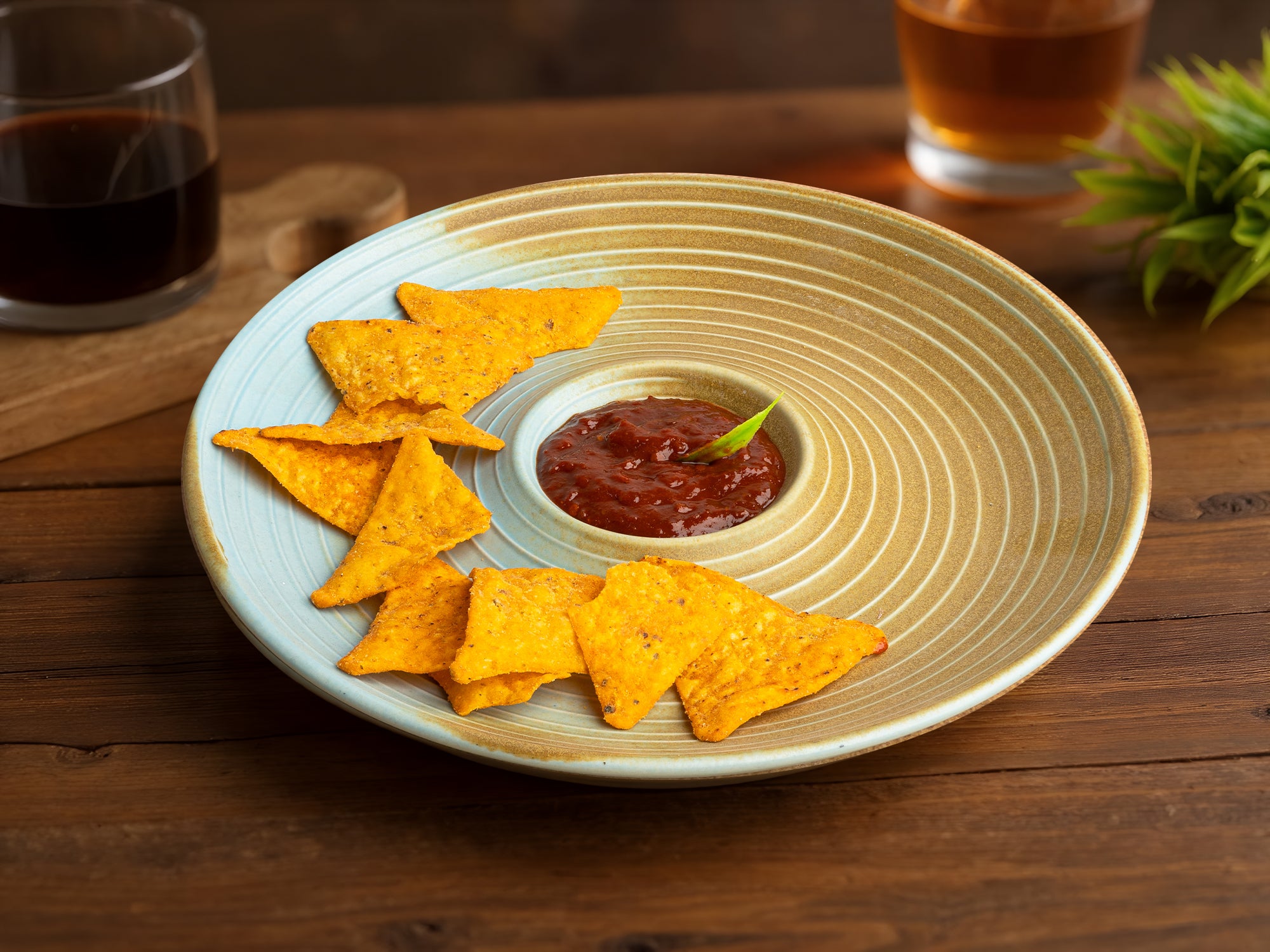 Turquoise Chip & Dip Plate Set of 1